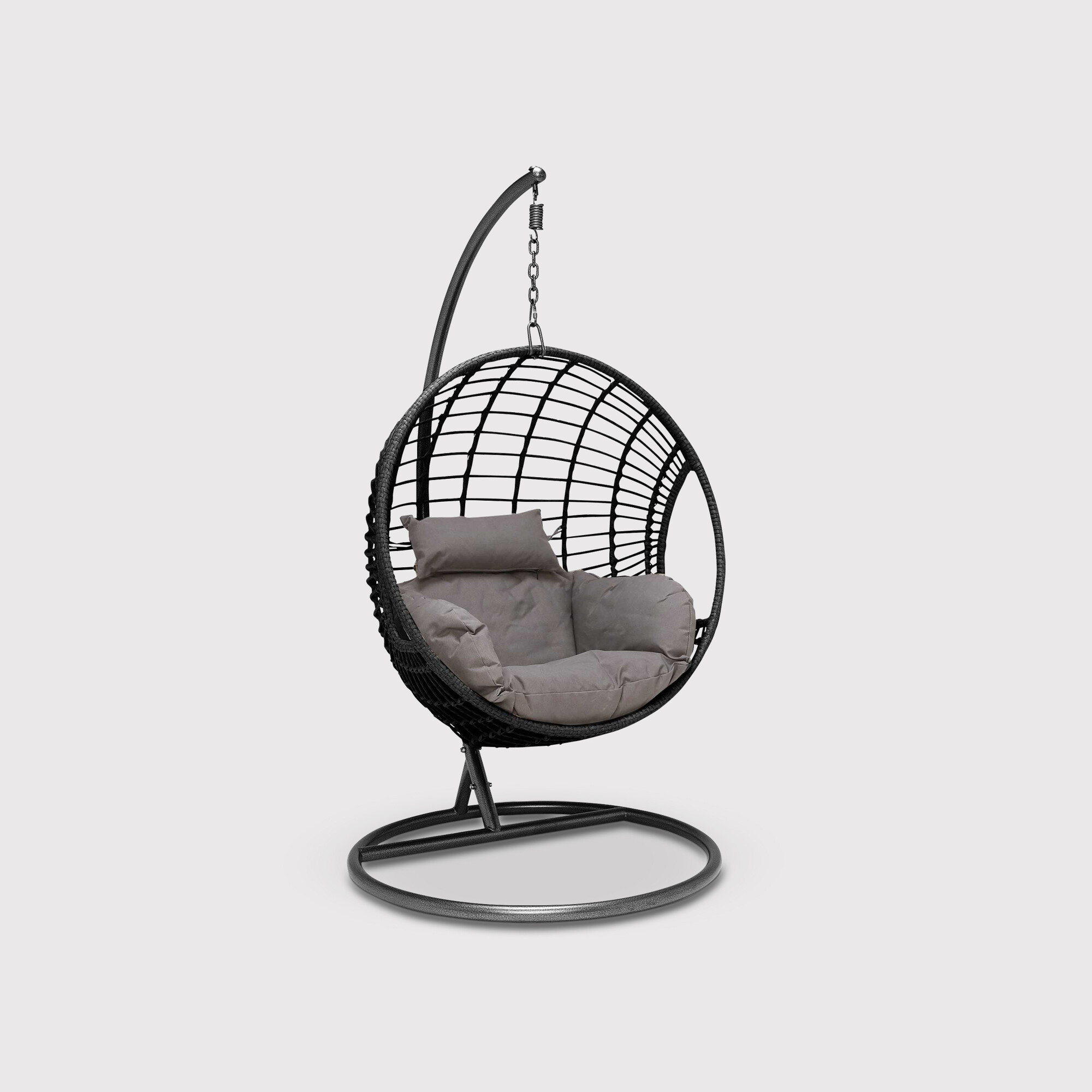 Castello Black Garden Swing Hanging Chair With Black Frame Black with Black Base Barker Stonehouse