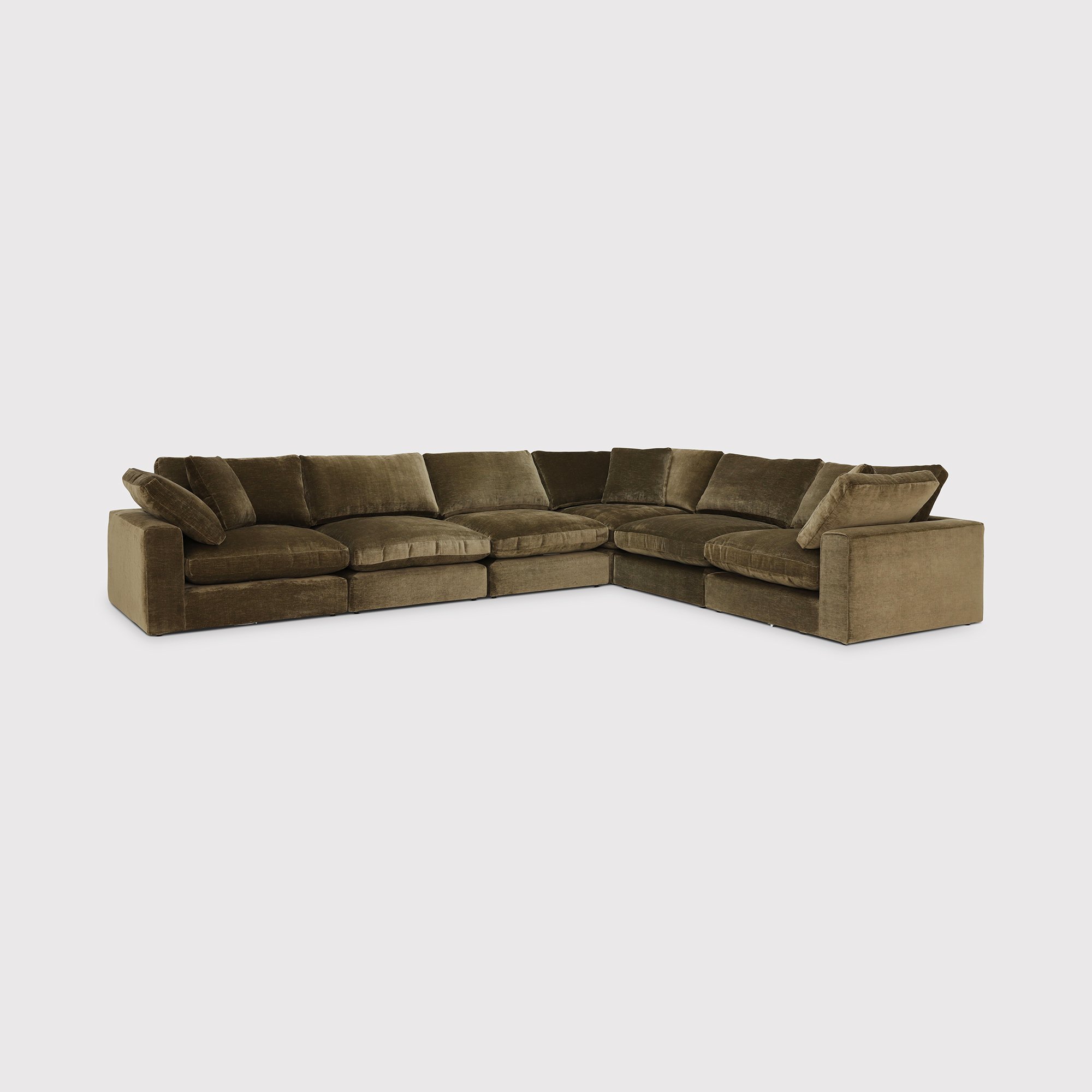 Artenis Modular 3 + 3 Corner Sofa With Footstool, Green Fabric | Barker & Stonehouse