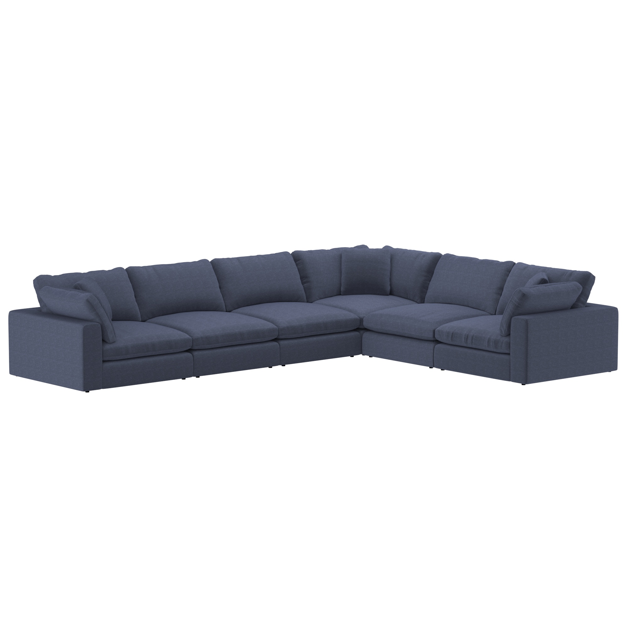 Artenis Modular 3 + 3 Corner Sofa With Footstool, Blue Fabric | Barker & Stonehouse