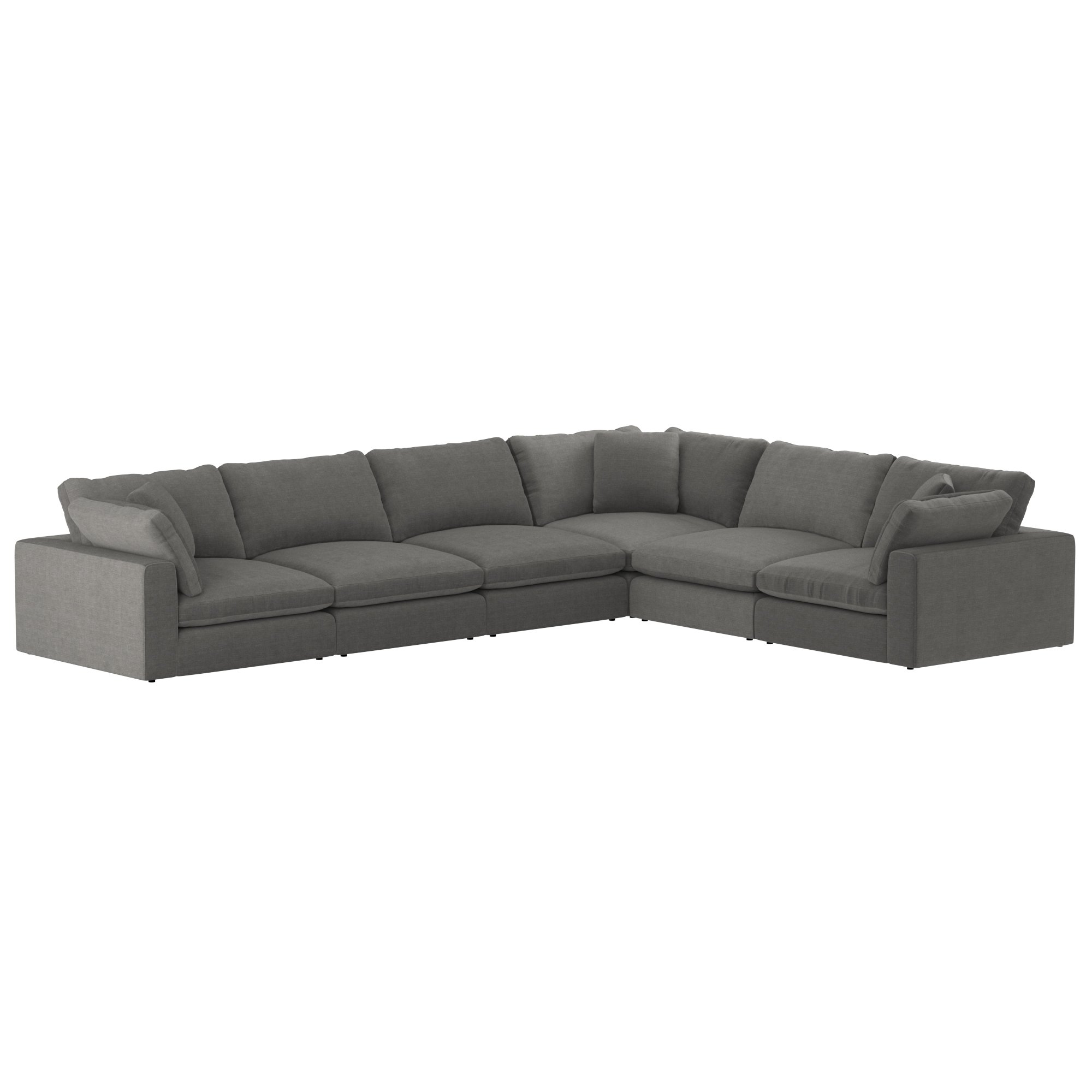 Artenis Modular 3 + 3 Corner Sofa With Footstool, Grey Fabric | Barker & Stonehouse