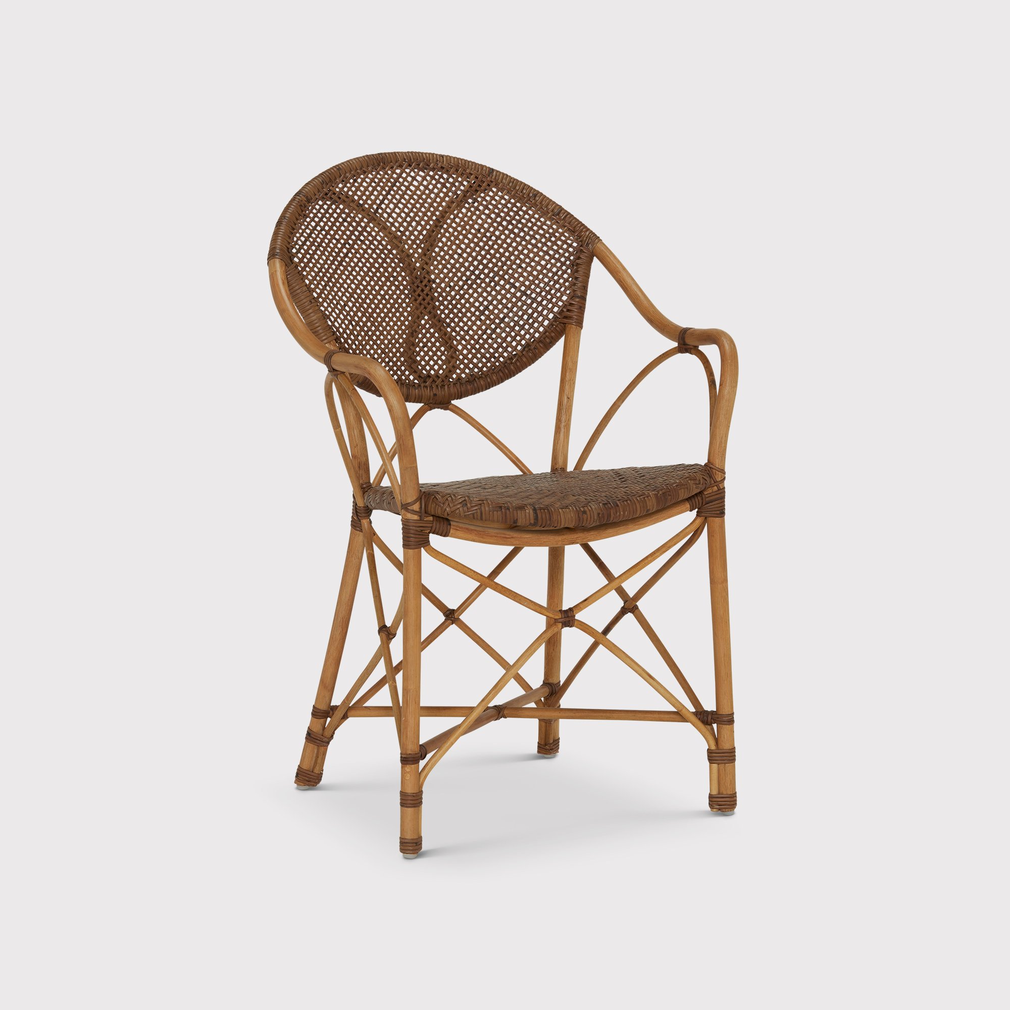 Abigail Dining Arm Dining Chair, Brown Rattan | Barker & Stonehouse
