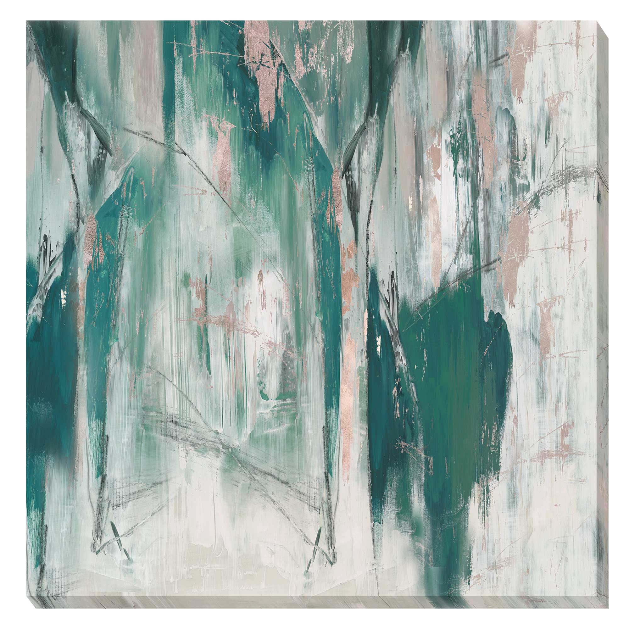 Abstract Cascade Canvas Print, Square, Green | Barker & Stonehouse
