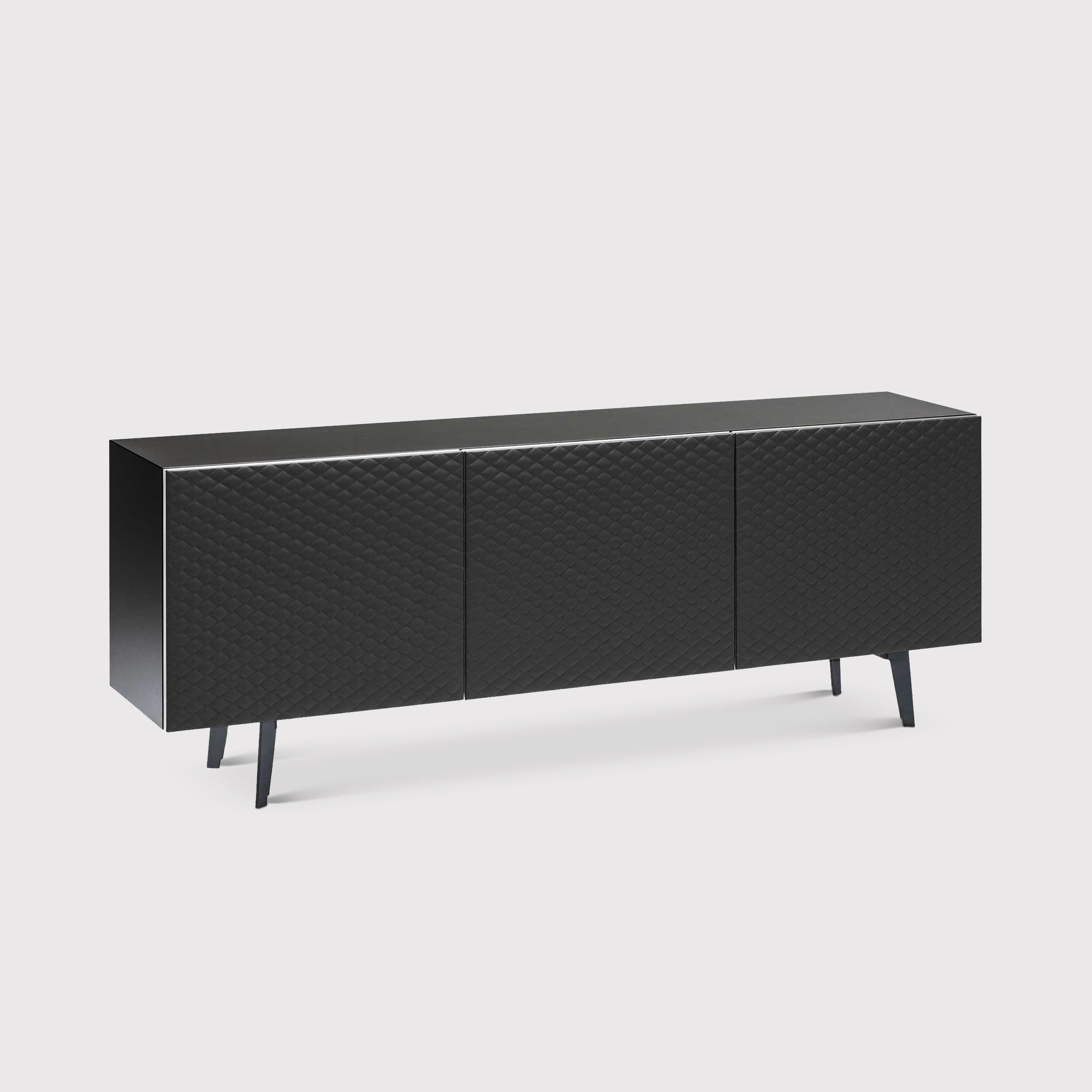 Cattelan Italia Absolut 3 Door Sideboard With Glass Top, Black Wood | Barker & Stonehouse