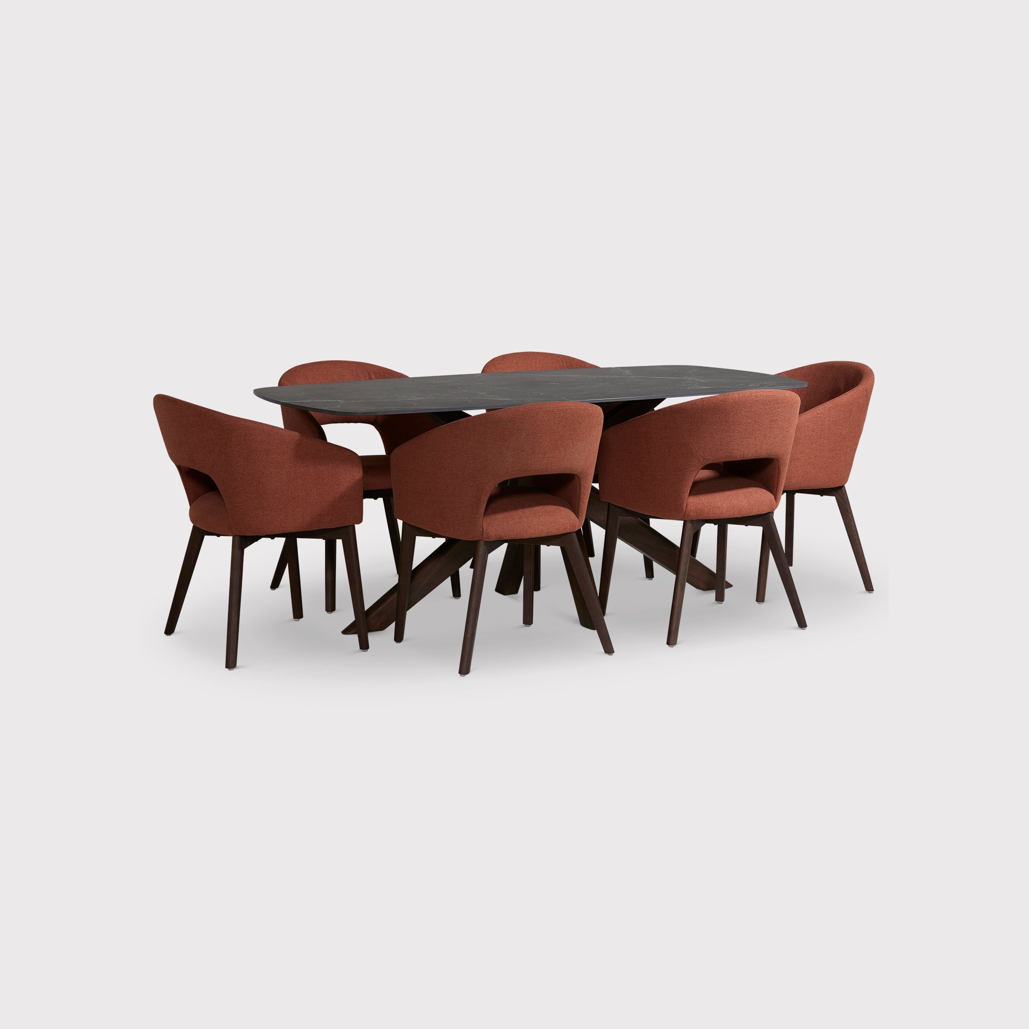 Allen Dining Table With 6 Tish Dining Chairs, Black | Barker & Stonehouse