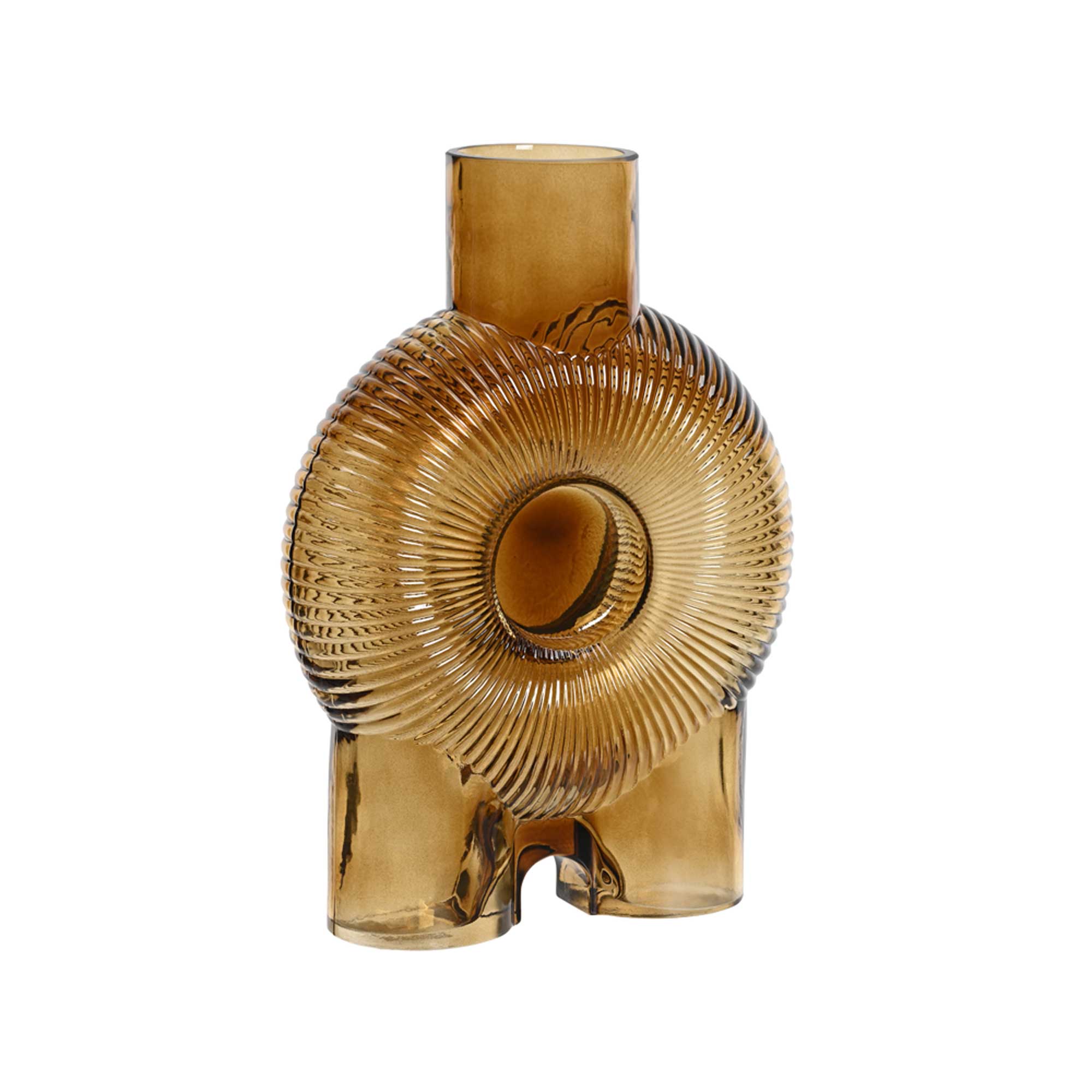 Amber Abstract Glass Vase, Brown | Barker & Stonehouse
