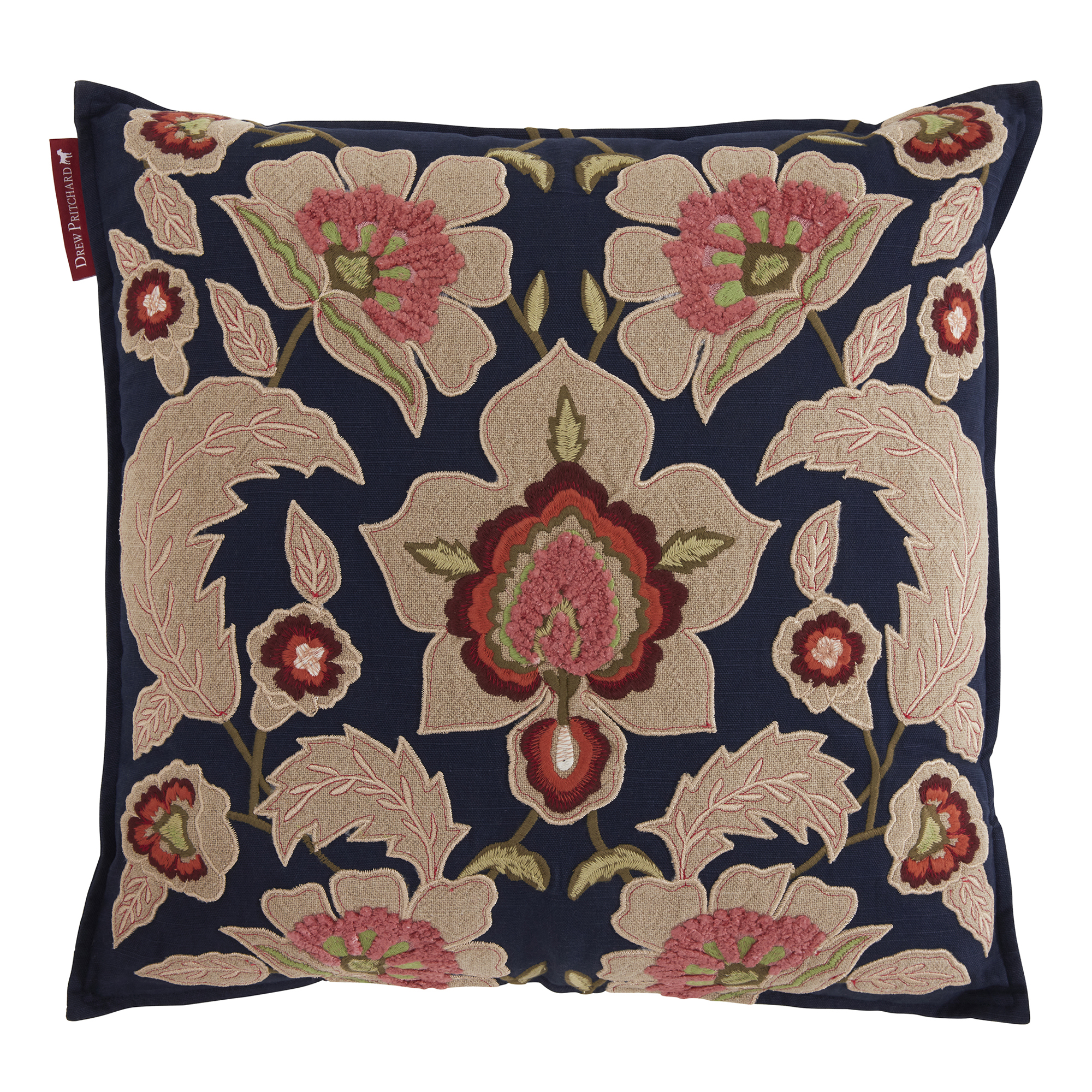 Applique Blue Cushion, Square, Navy | Barker & Stonehouse