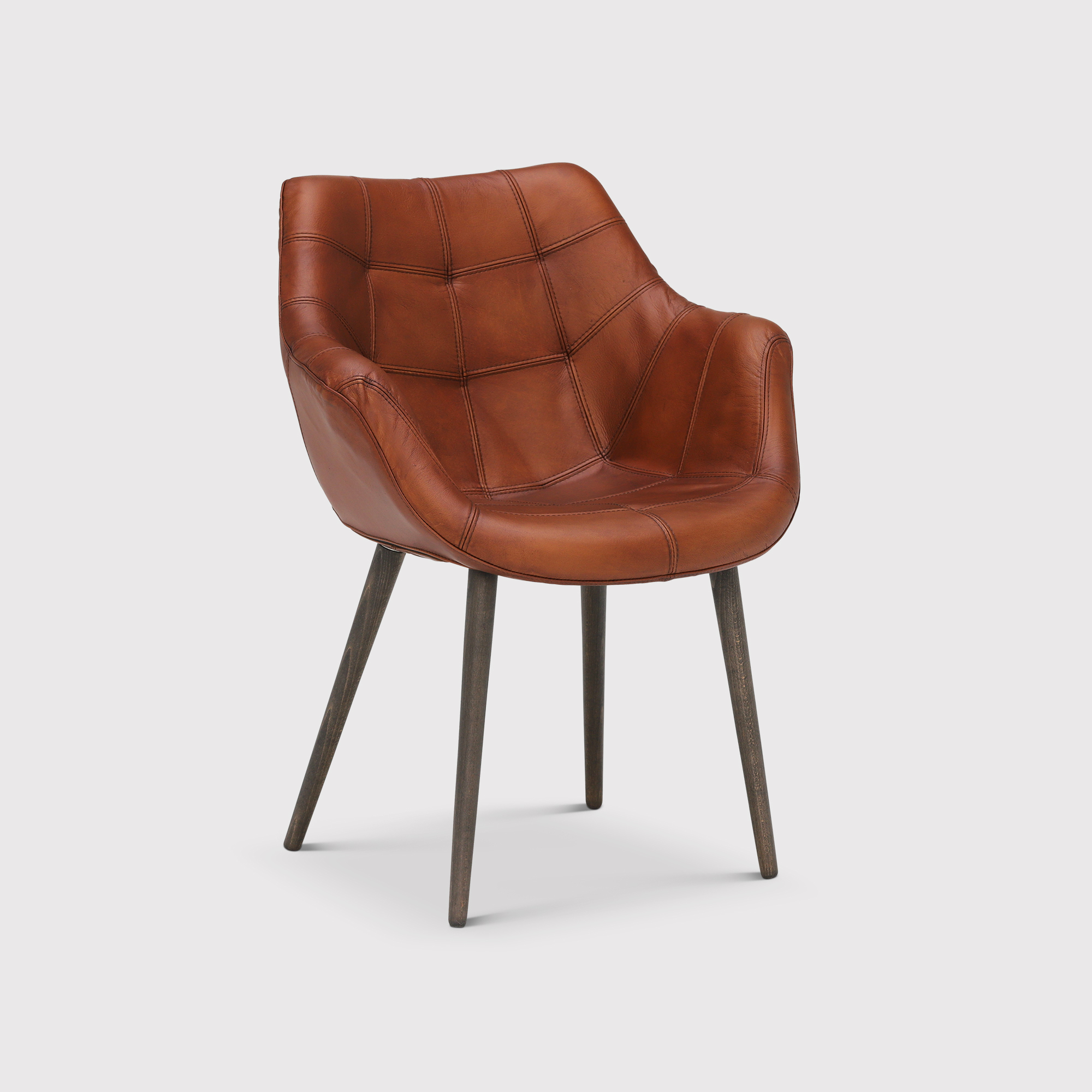 Pure Furniture Birinus Dining Chair, Brown Leather | Barker & Stonehouse
