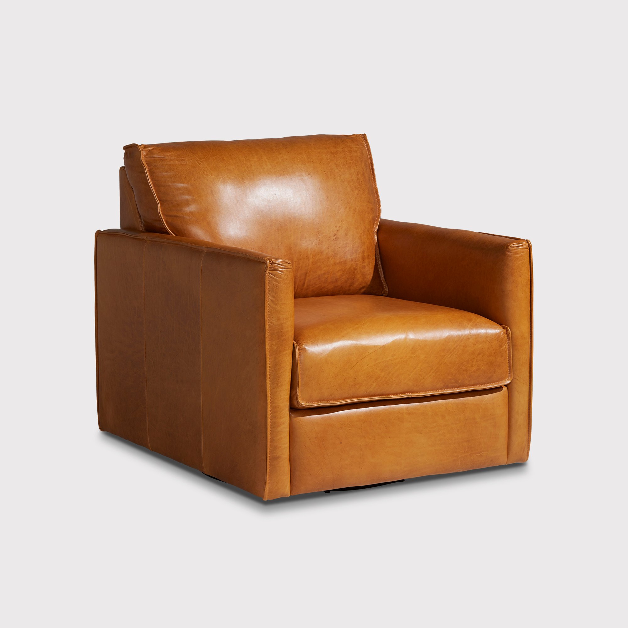 Bennett Swivel Armchair, Brown Leather | Barker & Stonehouse