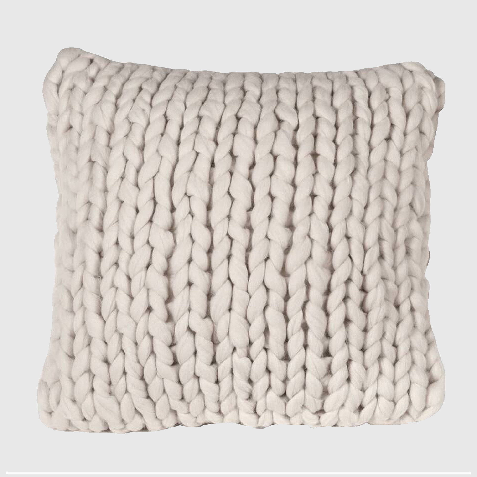 BEIGE CHUNKY KNIT CUSHION, Square, Neutral | Barker & Stonehouse
