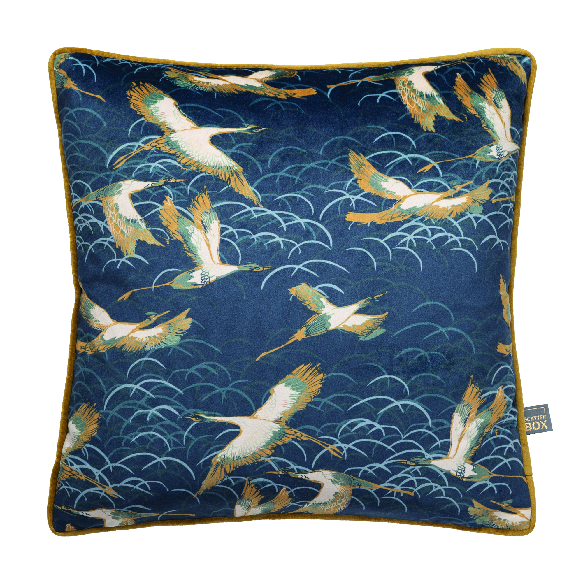 Blue Crane Cushion, Square | Barker & Stonehouse