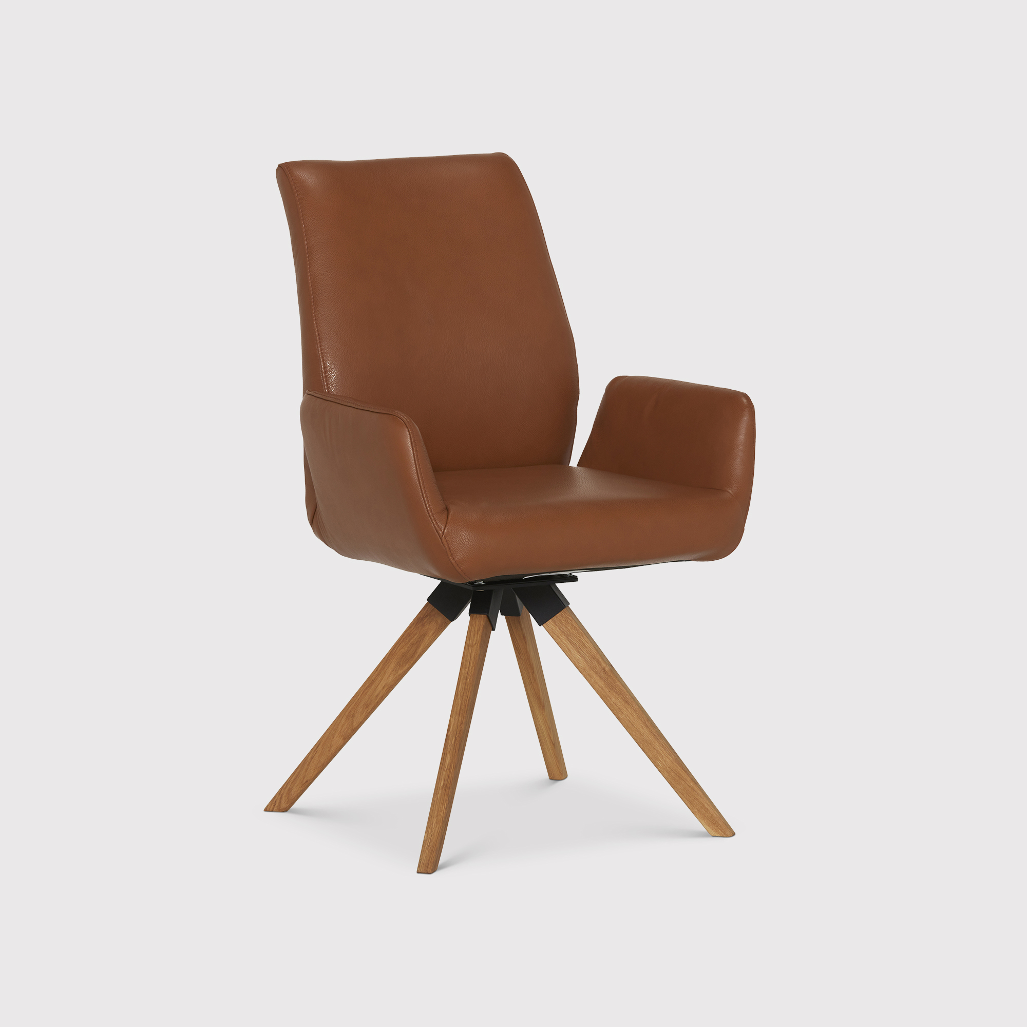 Bodhi Brown Leather Swivel Dining Chair, Barker & Stonehouse