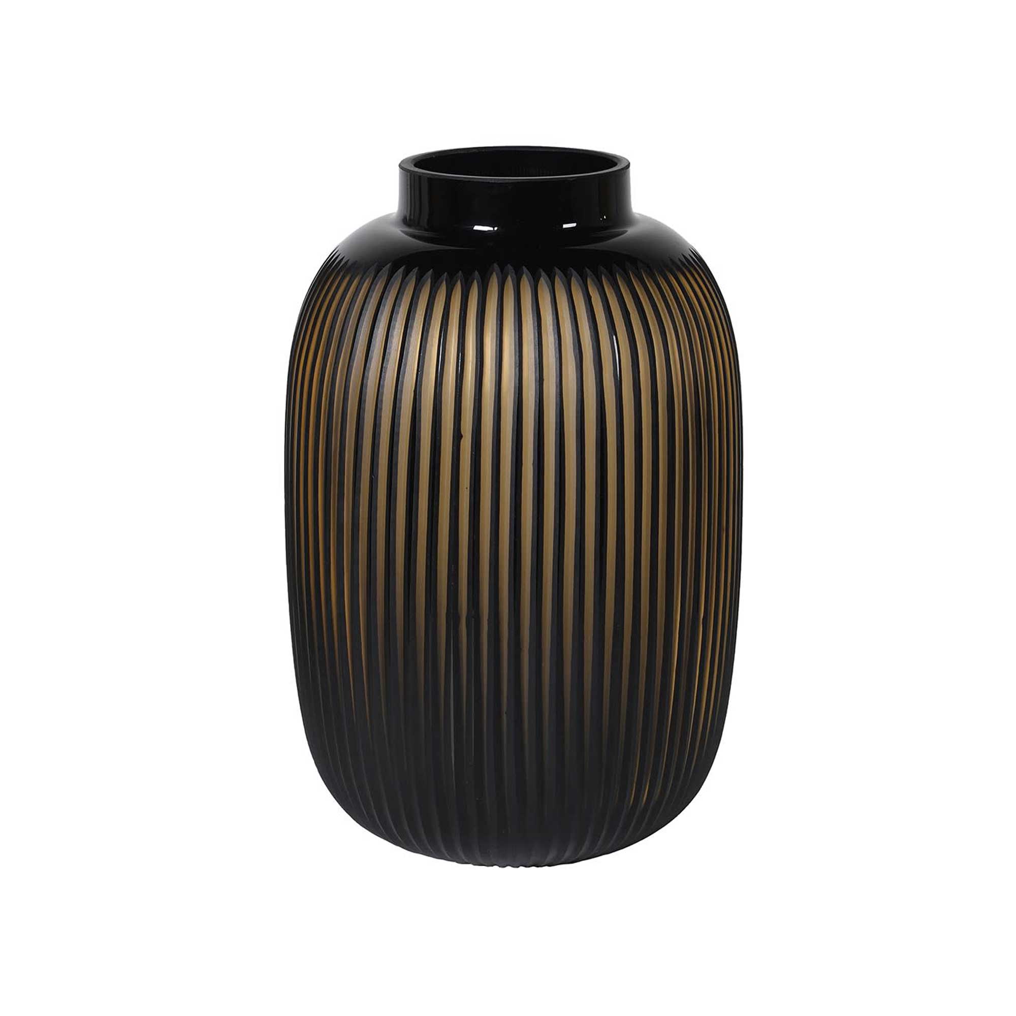 Black Ribbed Glass Vase | Barker & Stonehouse