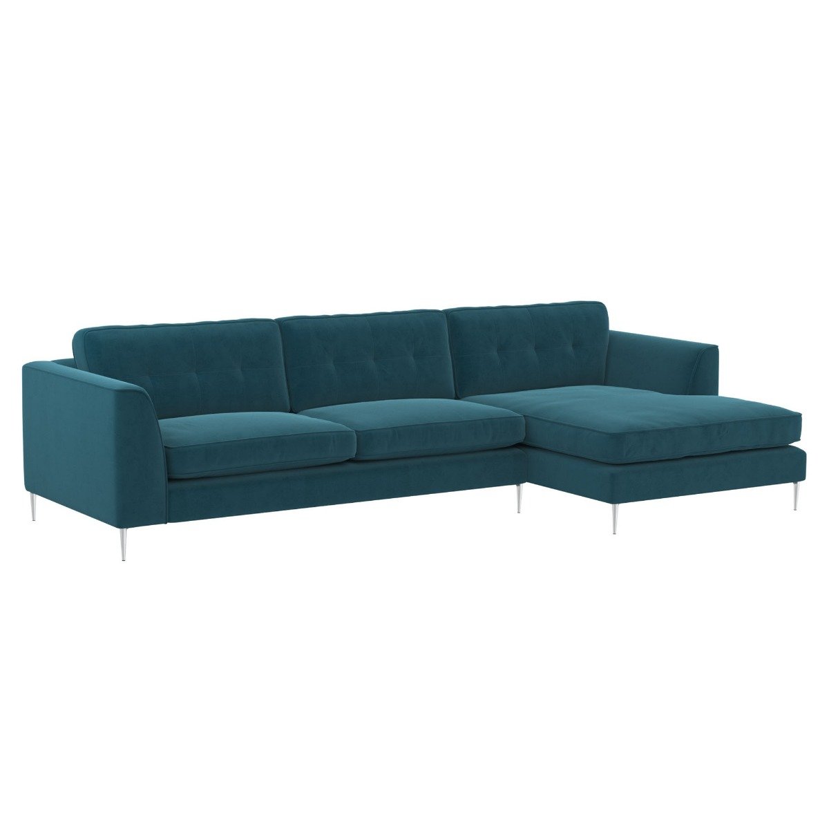 Conza Large Chaise Corner Sofa Right, Teal Fabric | Barker & Stonehouse