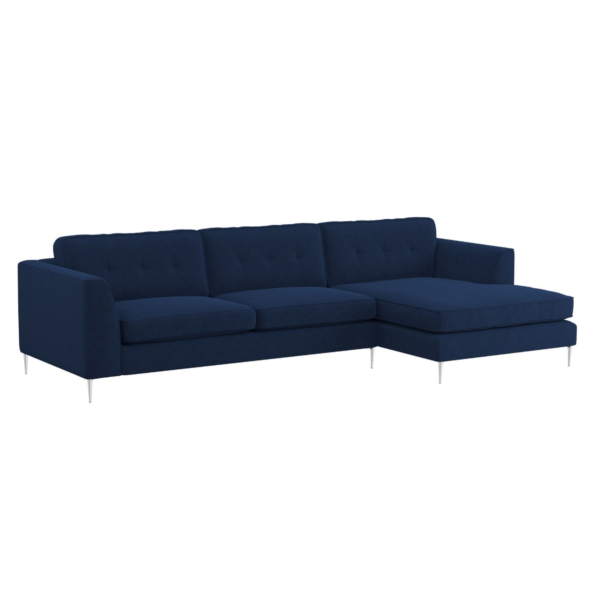 Conza Large Chaise Corner Sofa Right, Blue Fabric | Barker & Stonehouse