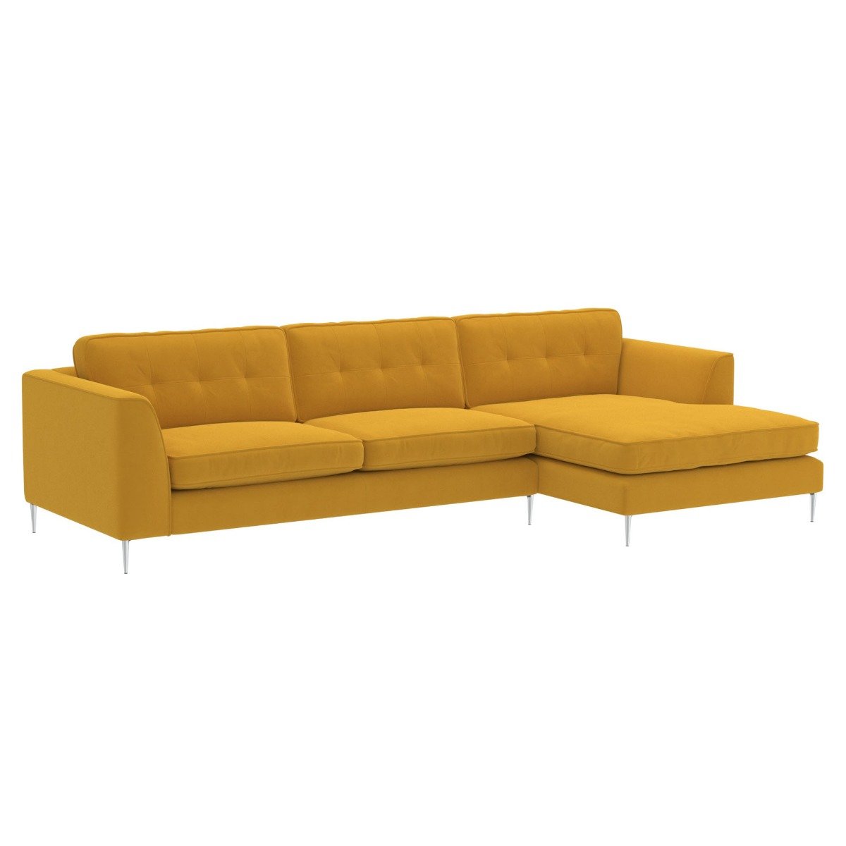 Conza Large Chaise Corner Sofa Right, Orange Fabric | Barker & Stonehouse