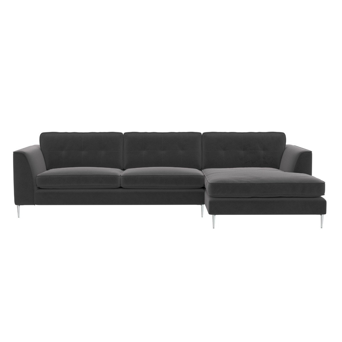 Conza Large Chaise Corner Sofa Right, Black Fabric | Barker & Stonehouse