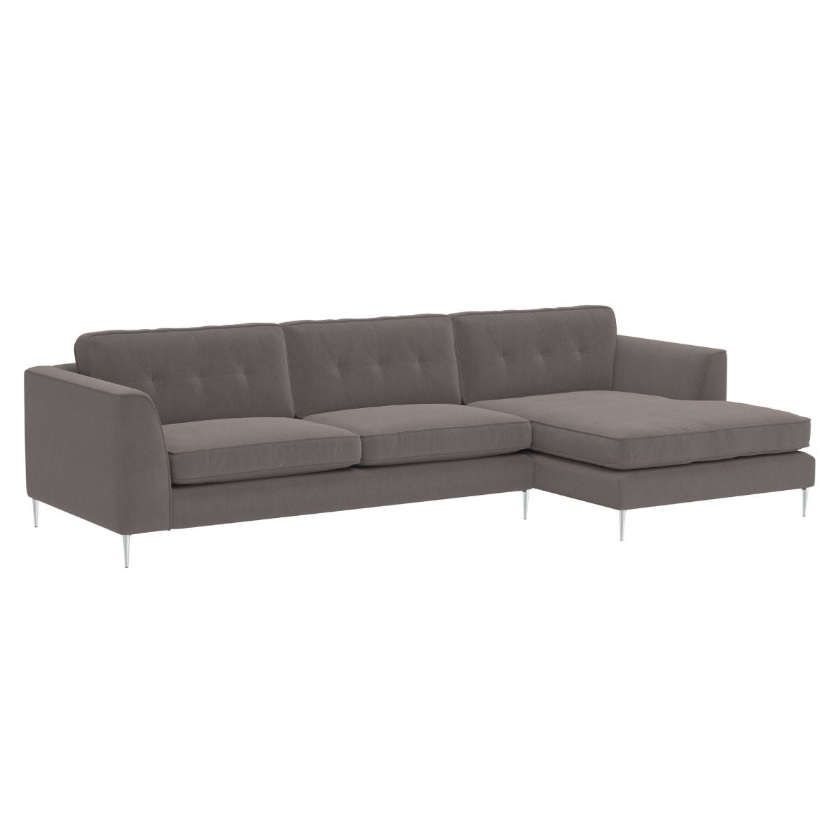 Conza Large Chaise Corner Sofa Right, Grey Fabric | Barker & Stonehouse