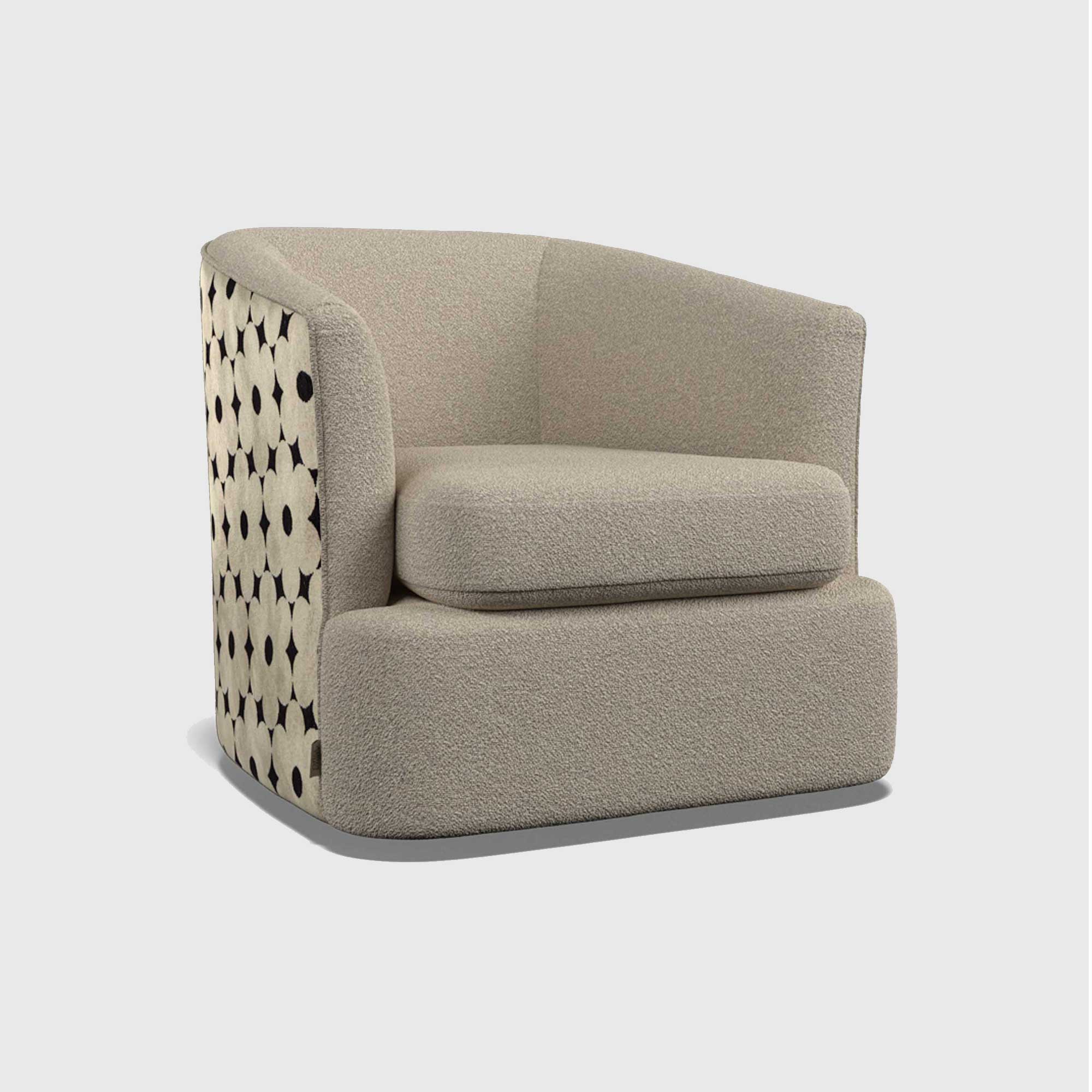 Orla Kiely Callan Swivel Armchair, Grey Fabric | Barker & Stonehouse