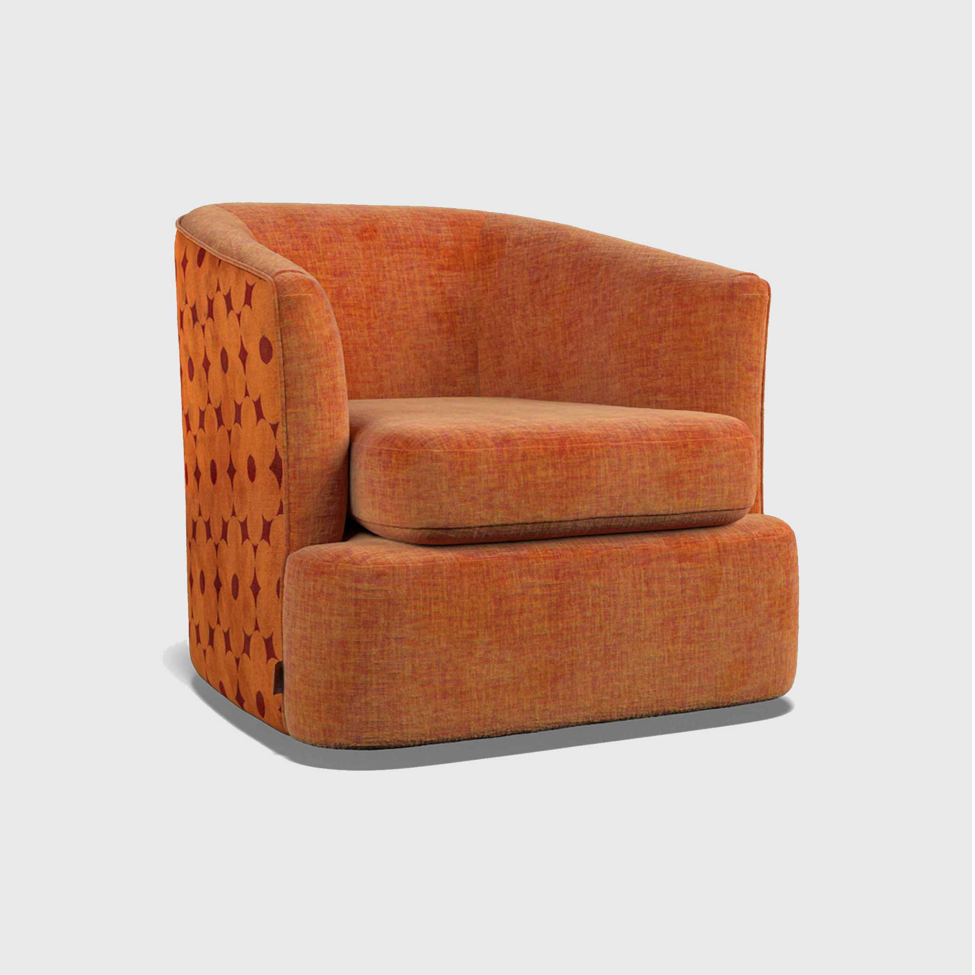 Orla Kiely Callan Swivel Armchair, Orange Fabric | Barker & Stonehouse