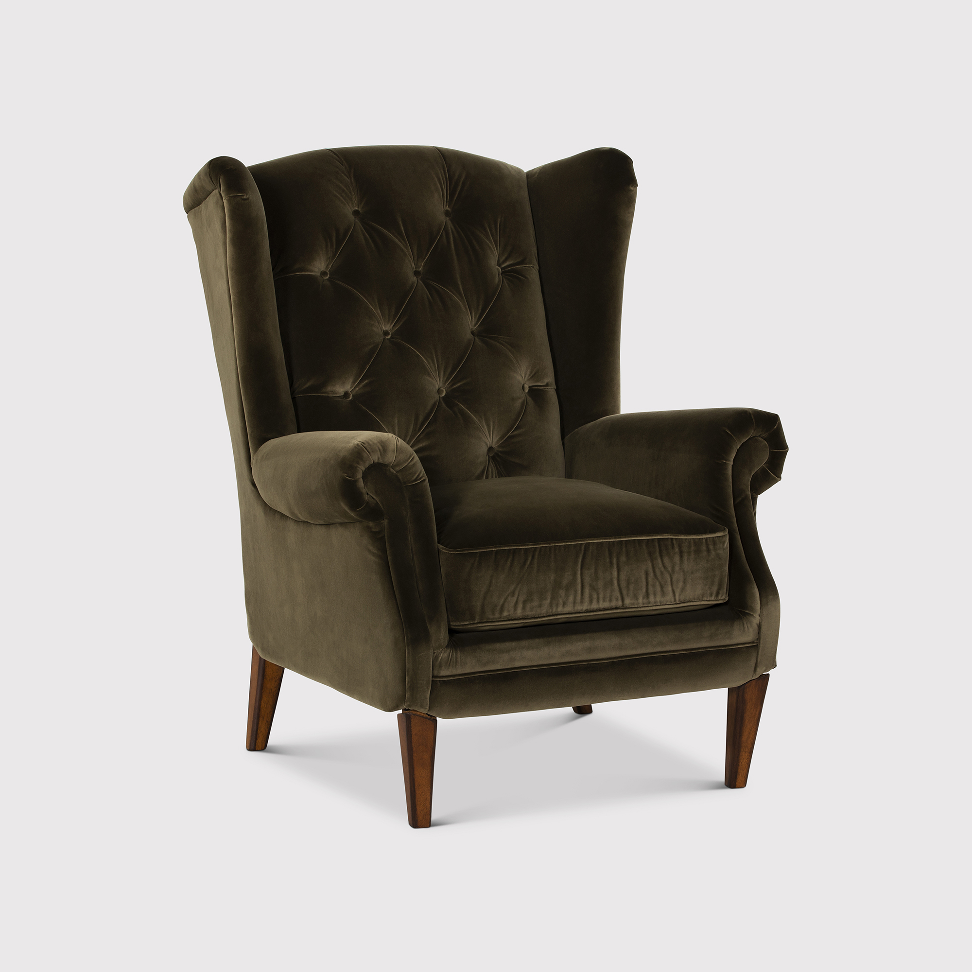 Cassia Wing Armchair, Green Fabric | Barker & Stonehouse