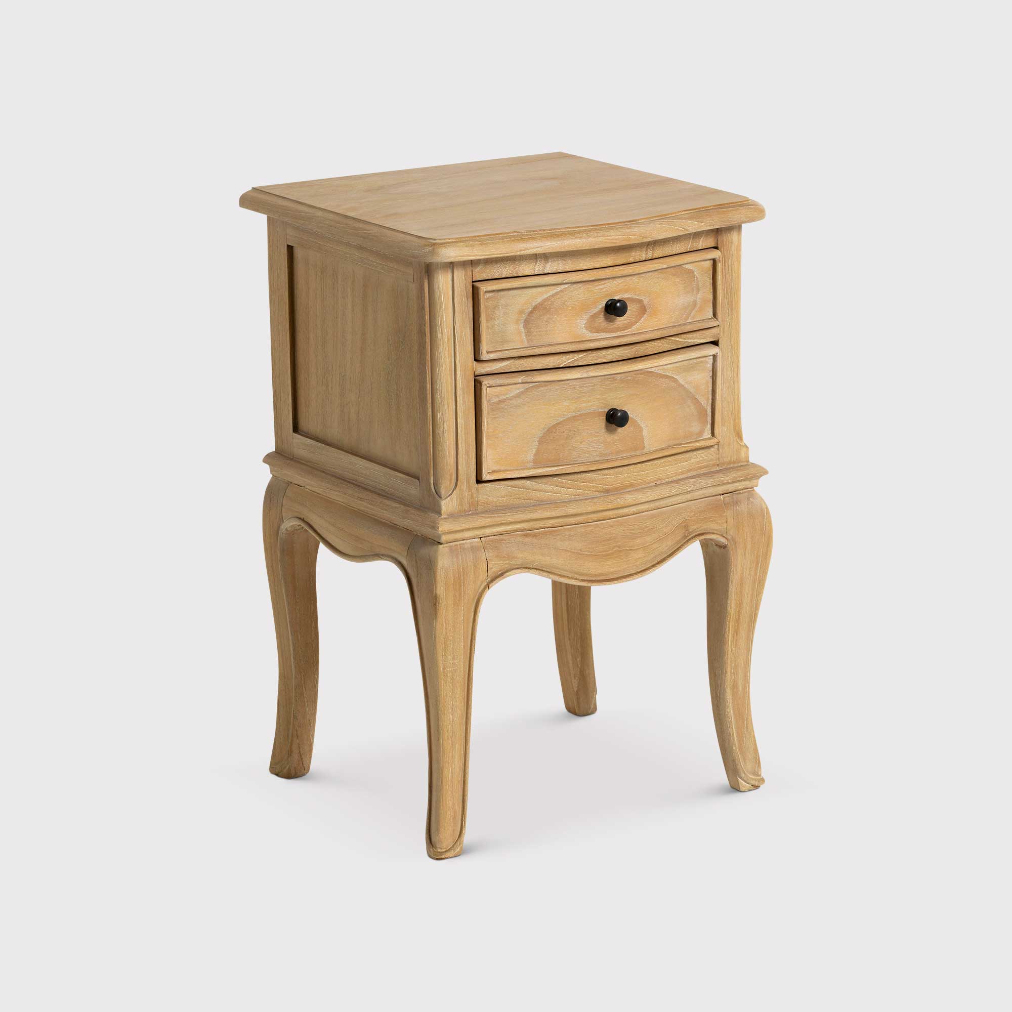Cecile 2 Drawer Bedside Table, Neutral Wood | Barker & Stonehouse