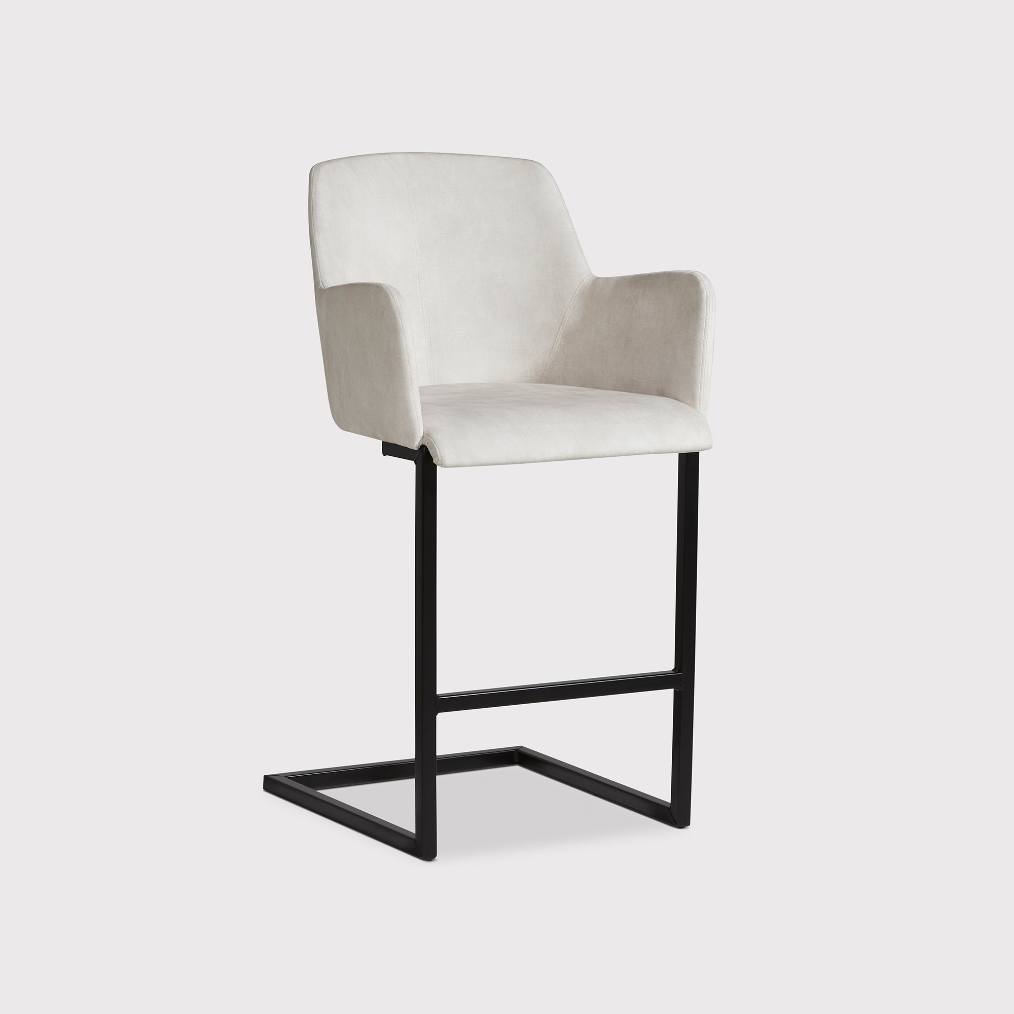 Pure Furniture Channing Counter Stool With Matt Black Frame, White | Barker & Stonehouse