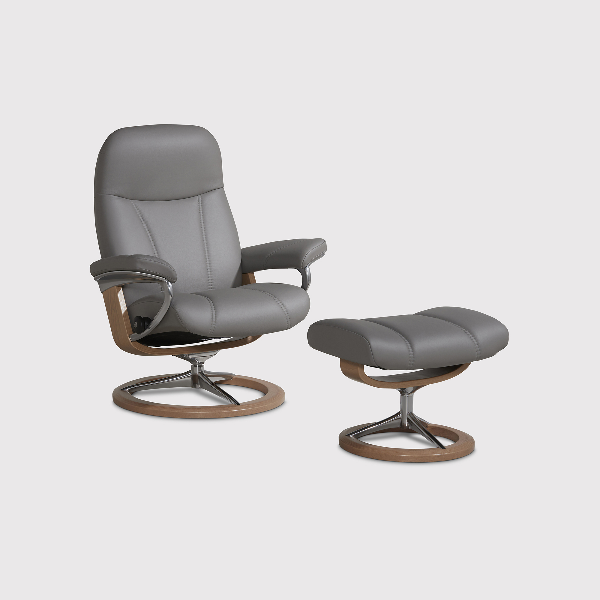 Stressless Consul Medium Signature Chair and Footstool Barker