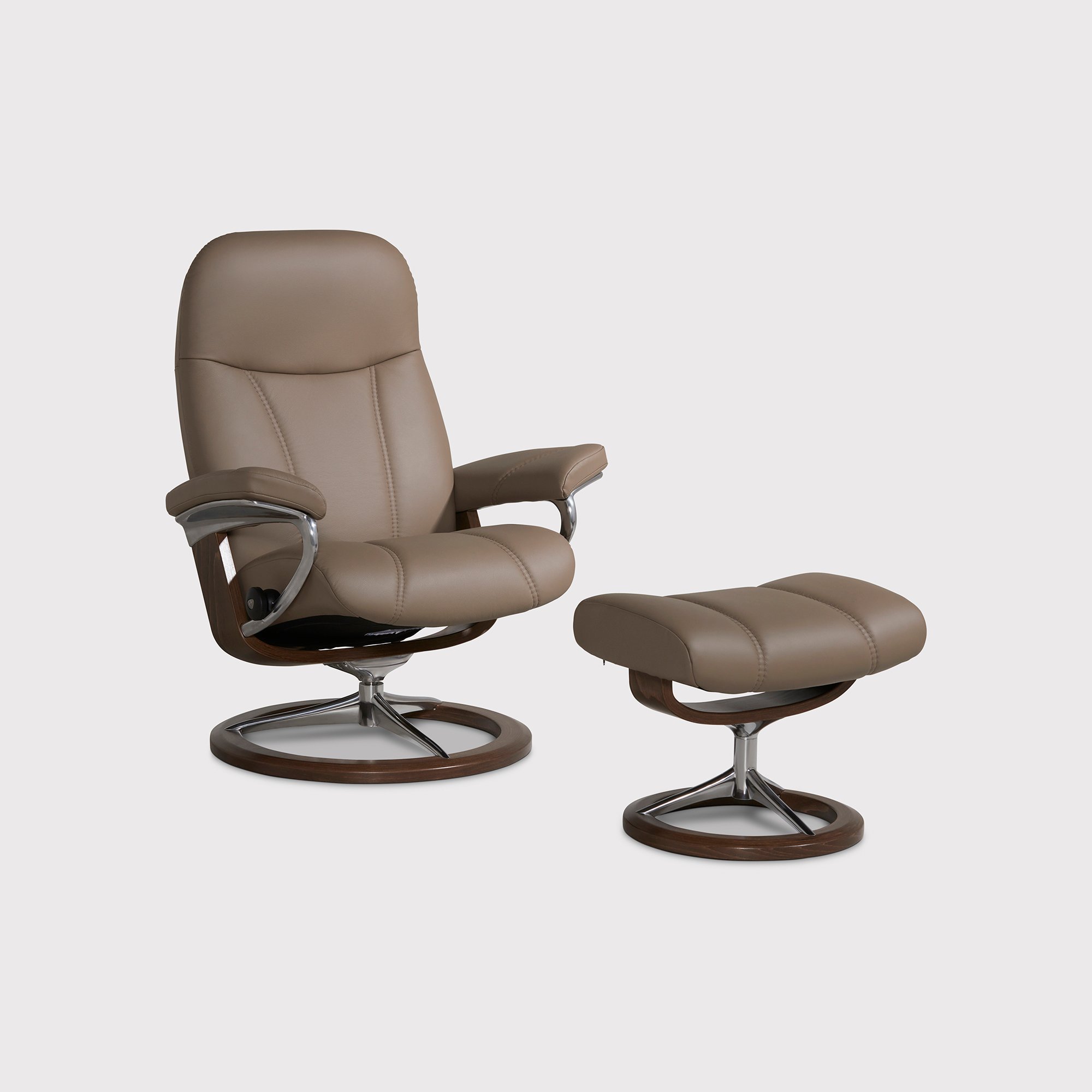 Stressless Consul Medium Recliner Chair & Stool, Brown Leather | Barker & Stonehouse