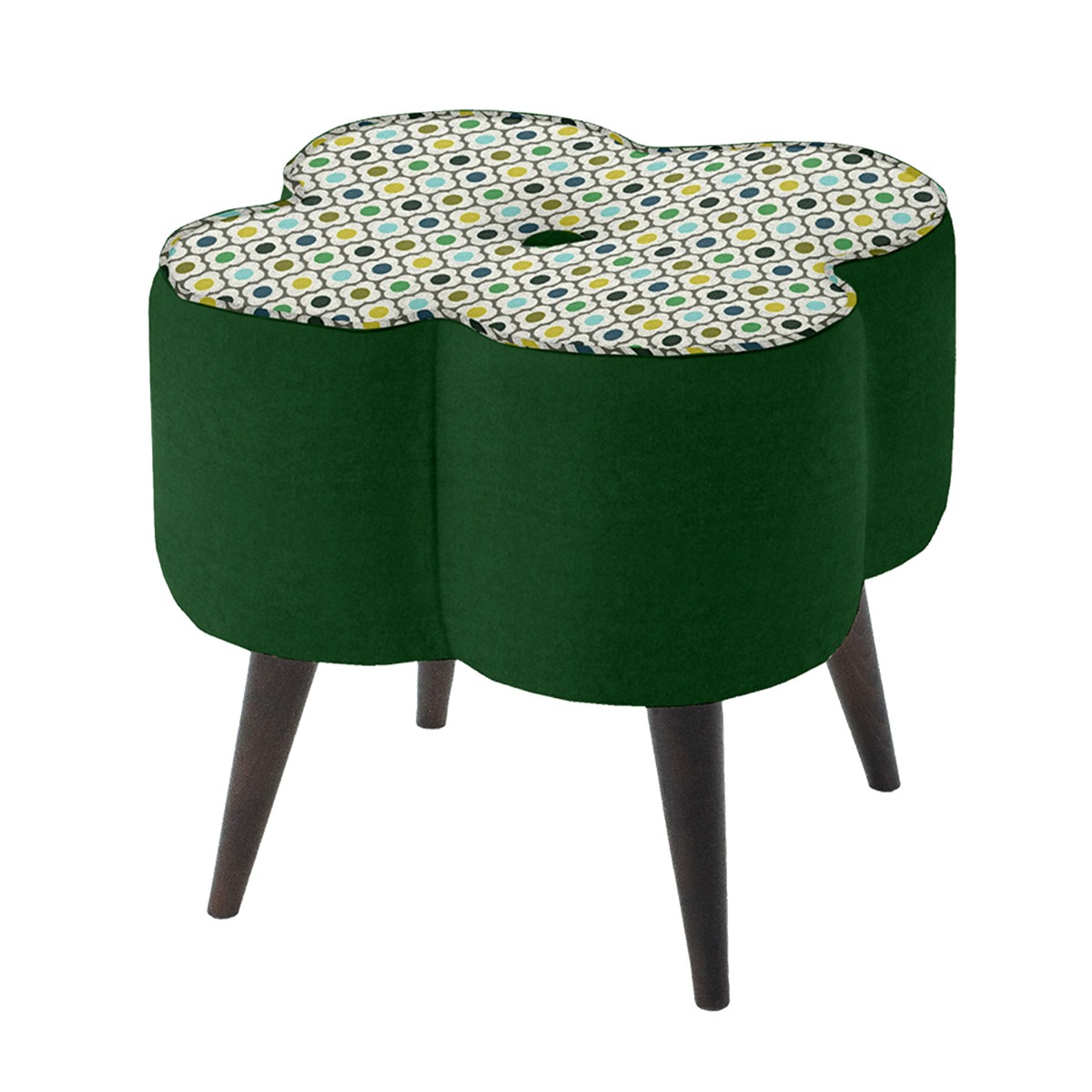 Orla Kiely Daisy Small Stool, Green Fabric | Barker & Stonehouse