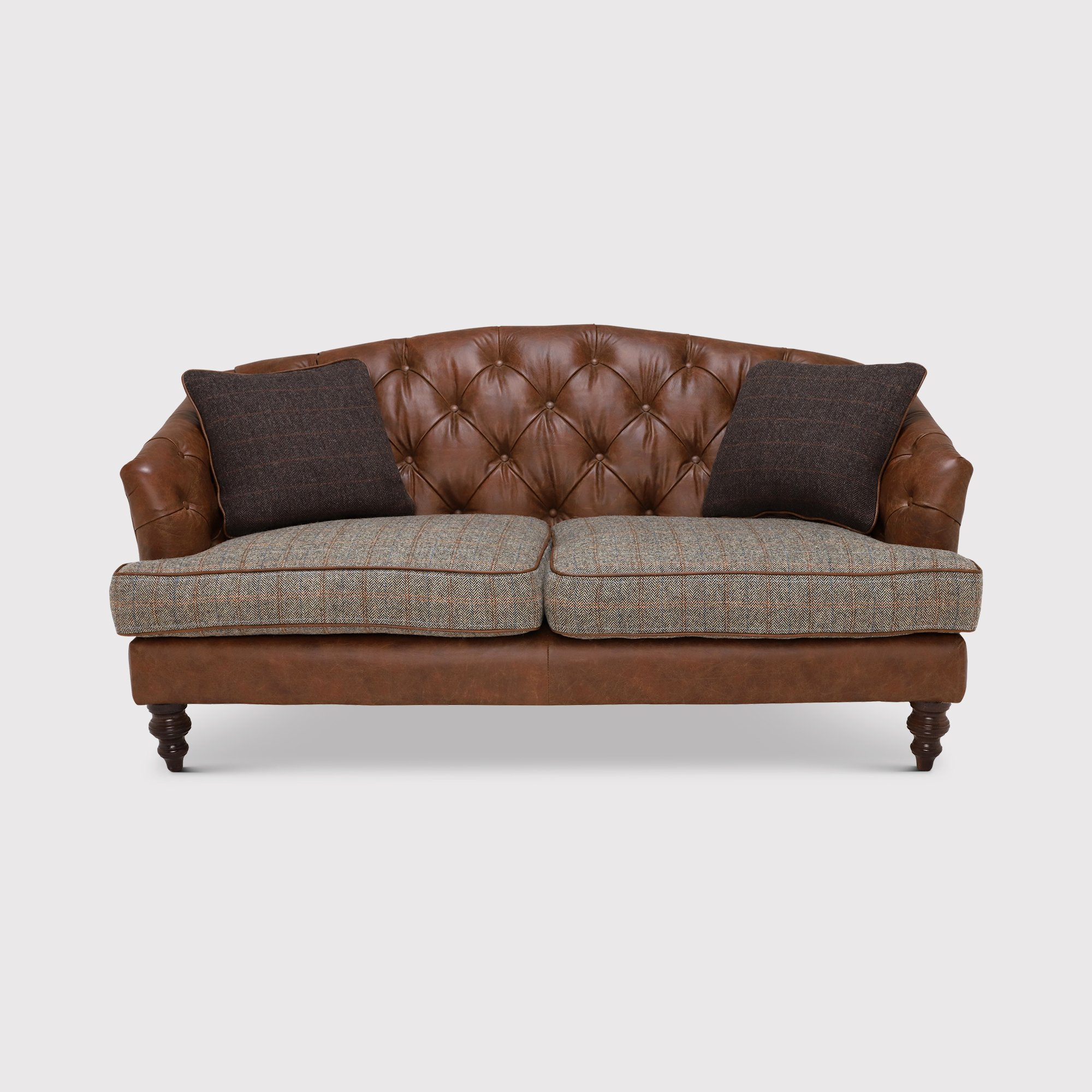 Tetrad Harris Tweed Dalmore Petit 2 Seater Sofa, Brown Fabric | Barker & Stonehouse