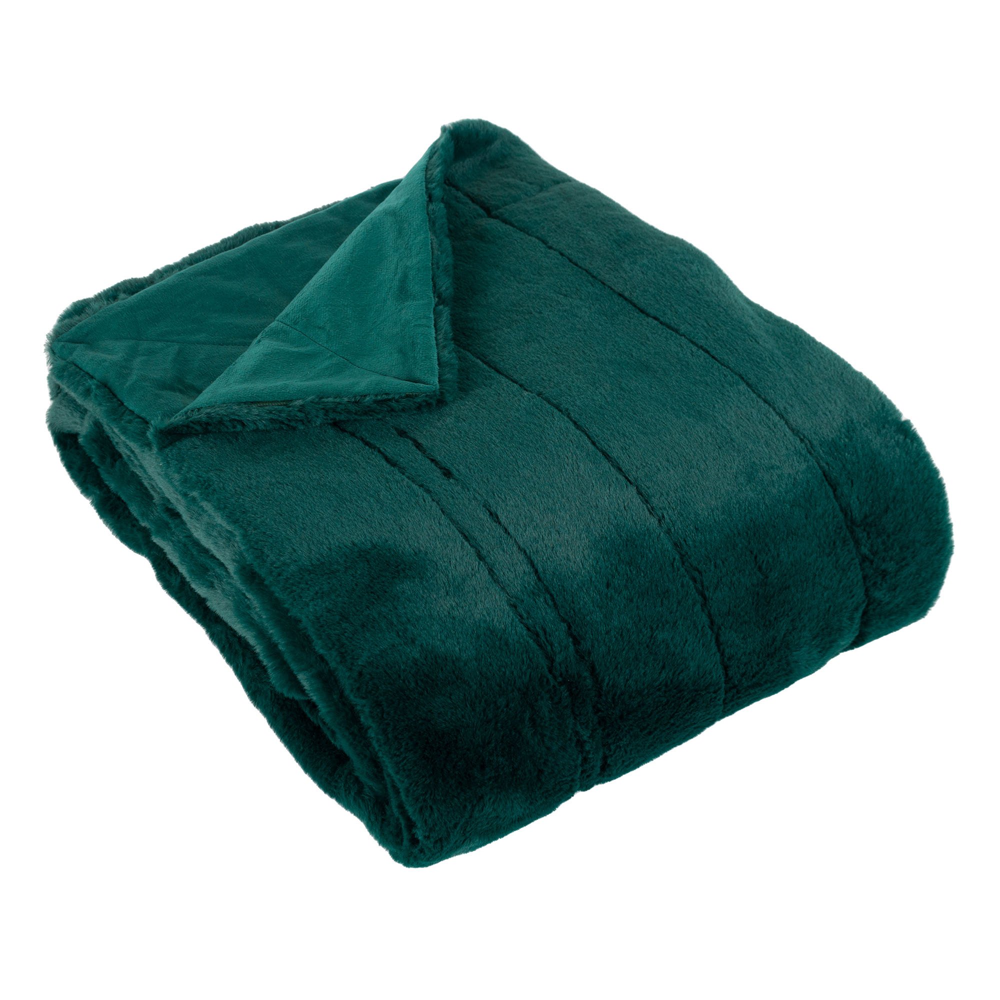 Emerald Faux Fur Throw Blanket, Green | Barker & Stonehouse