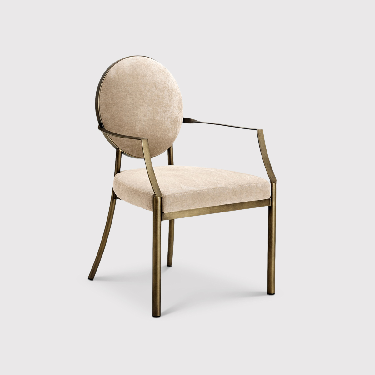 Eichholtz Scribe Dining Dining Chair With Arms With Arm Dark Brass Greige Vel, Neutral | Barker & Stonehouse