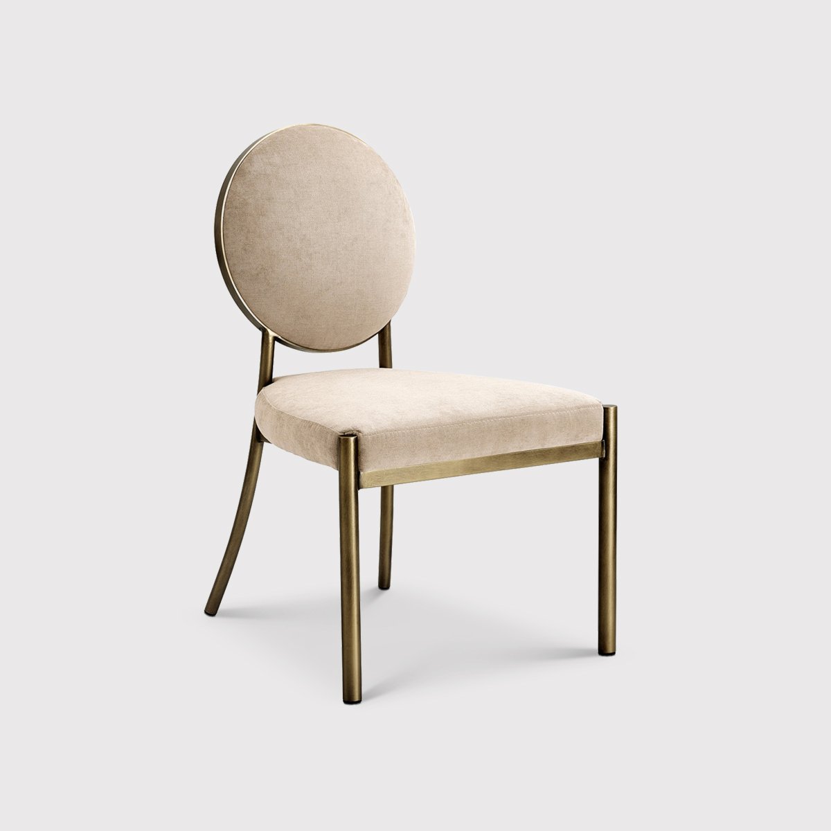 Eichholtz Scribe Dining Chair Dark Brass Greige Velvet, Neutral | Barker & Stonehouse