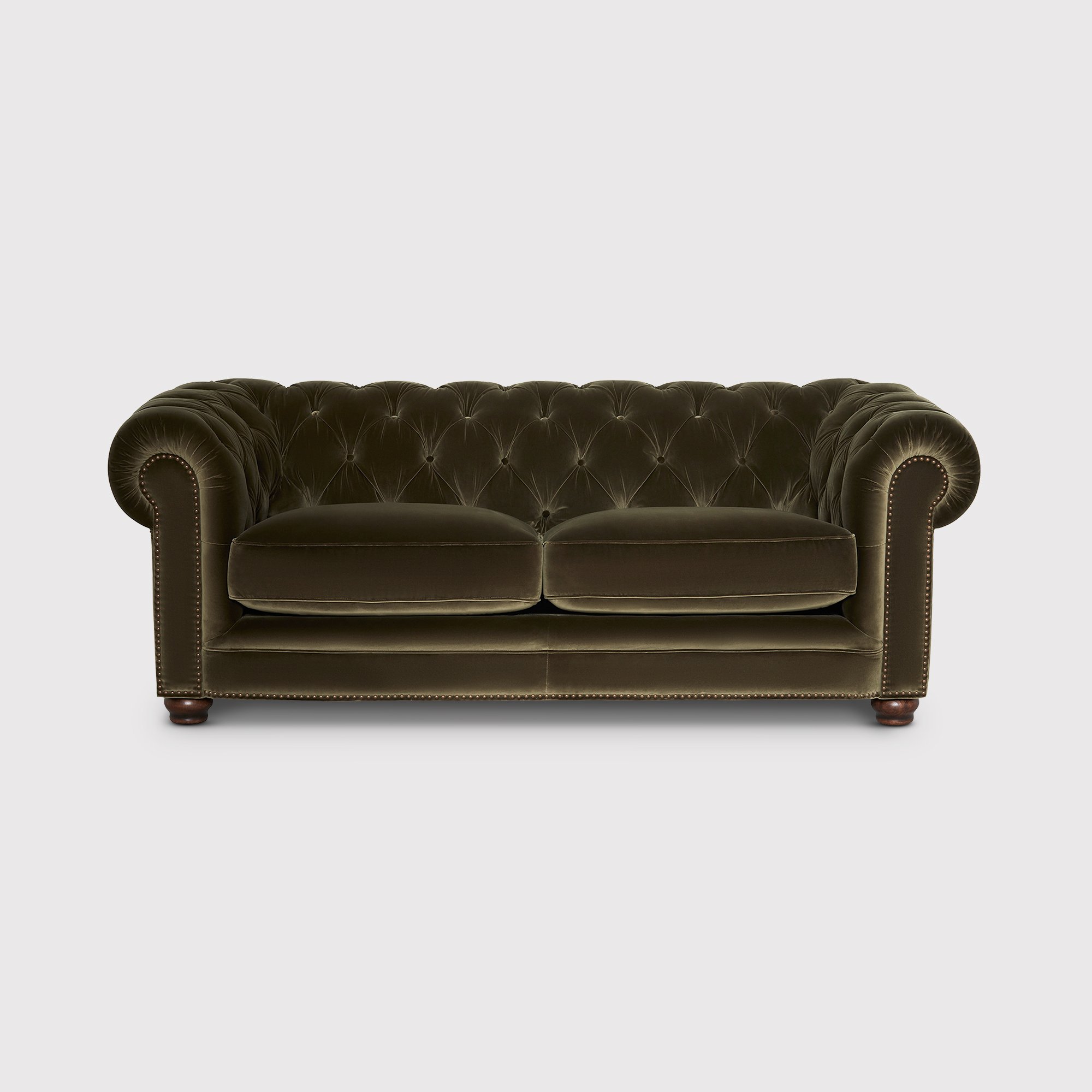 Everett 3 Seater Chesterfield Sofa, Green Fabric | Barker & Stonehouse