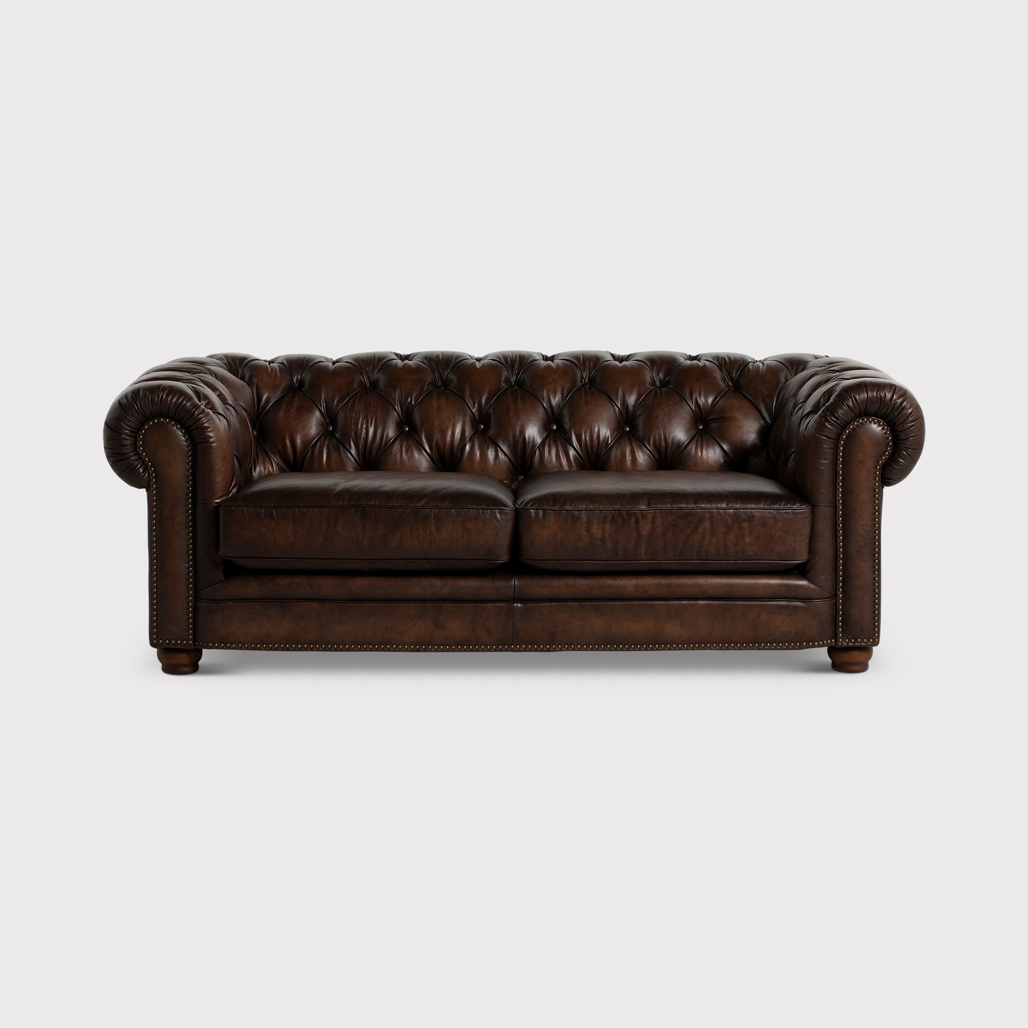 Everett 3 Seater Chesterfield Sofa, Brown Fabric | Barker & Stonehouse