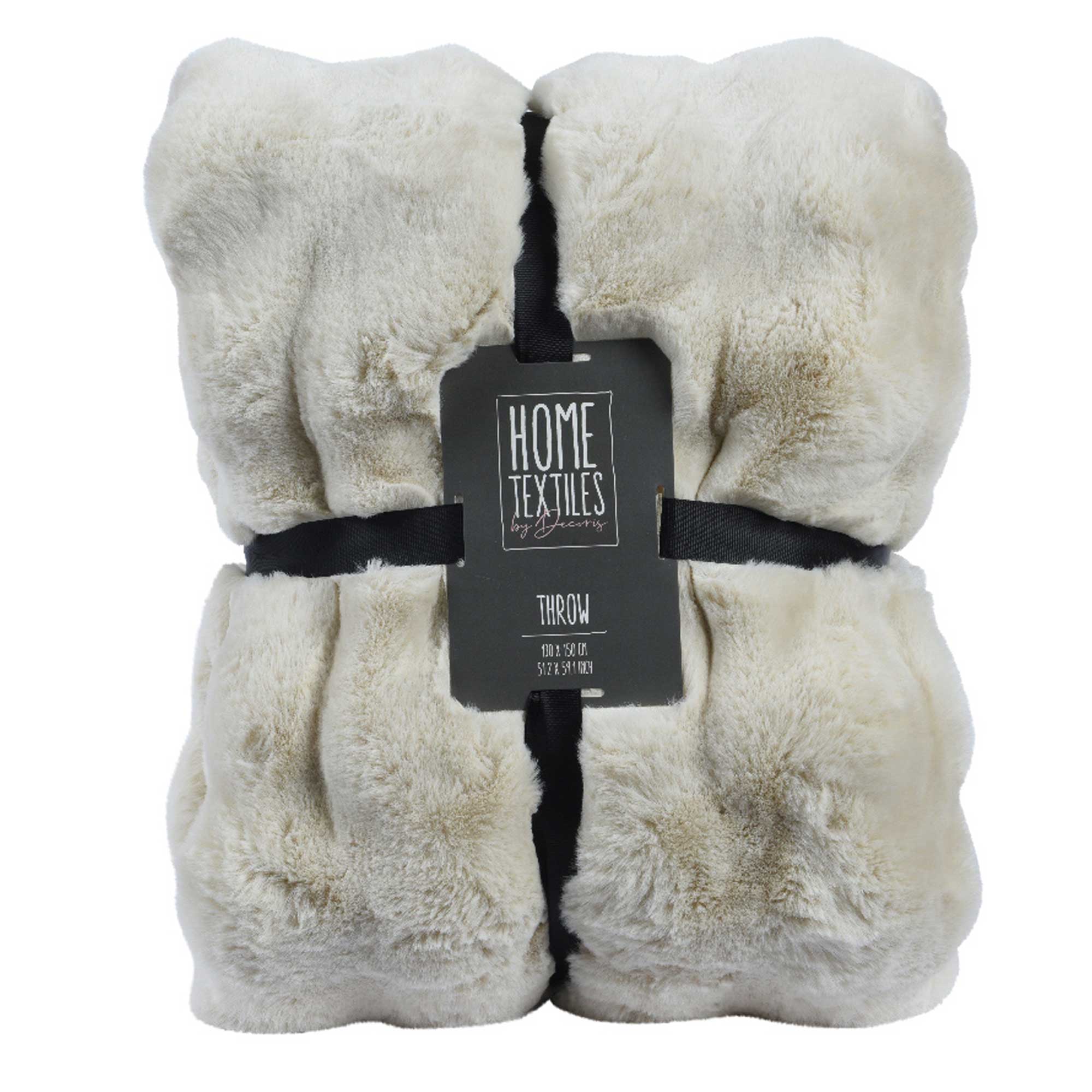 Faux Fur Off White Throw Blanket, Neutral Polyester | Barker & Stonehouse