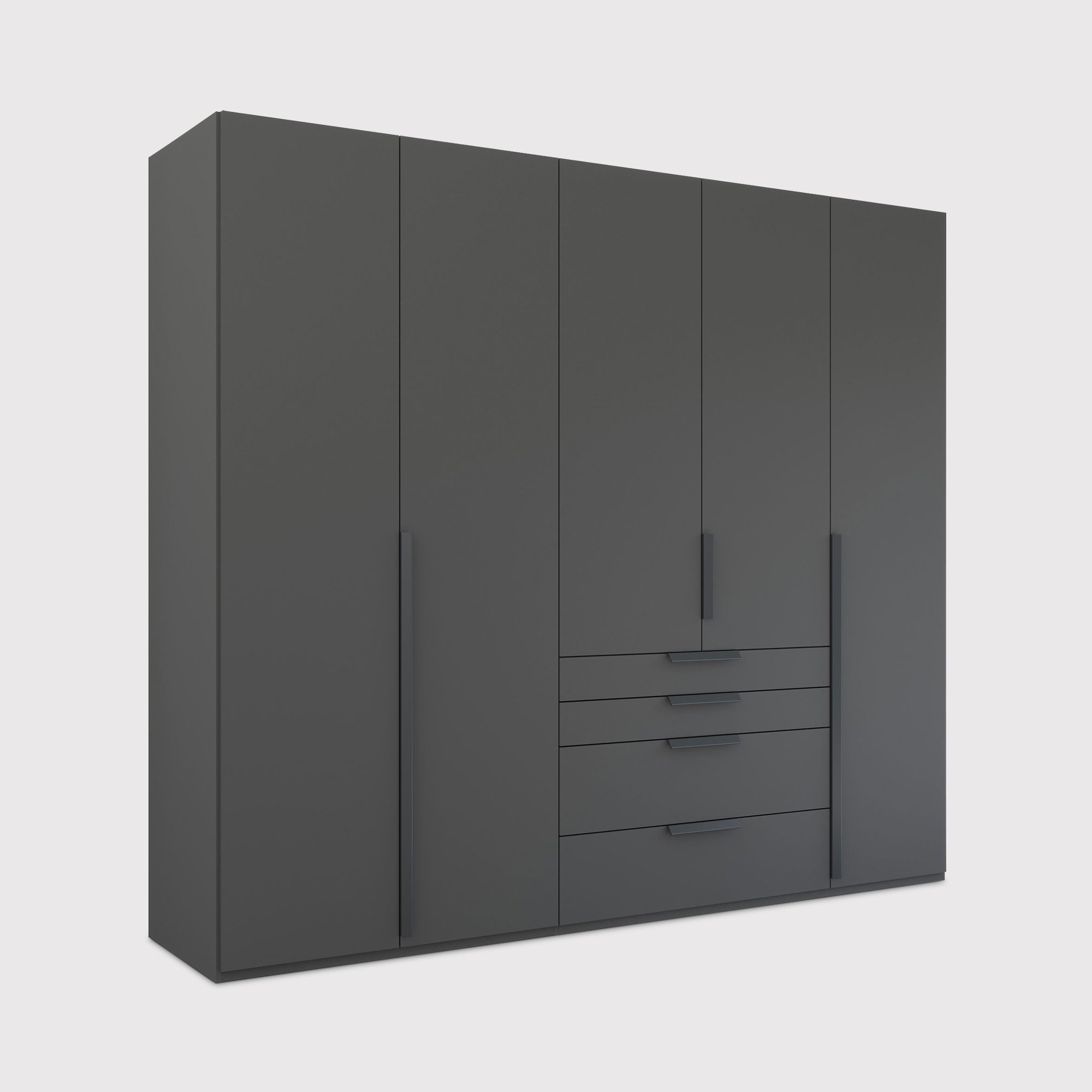 Frans 5 Door 4 Drawer Wardrobe 251cm, Black | Barker & Stonehouse