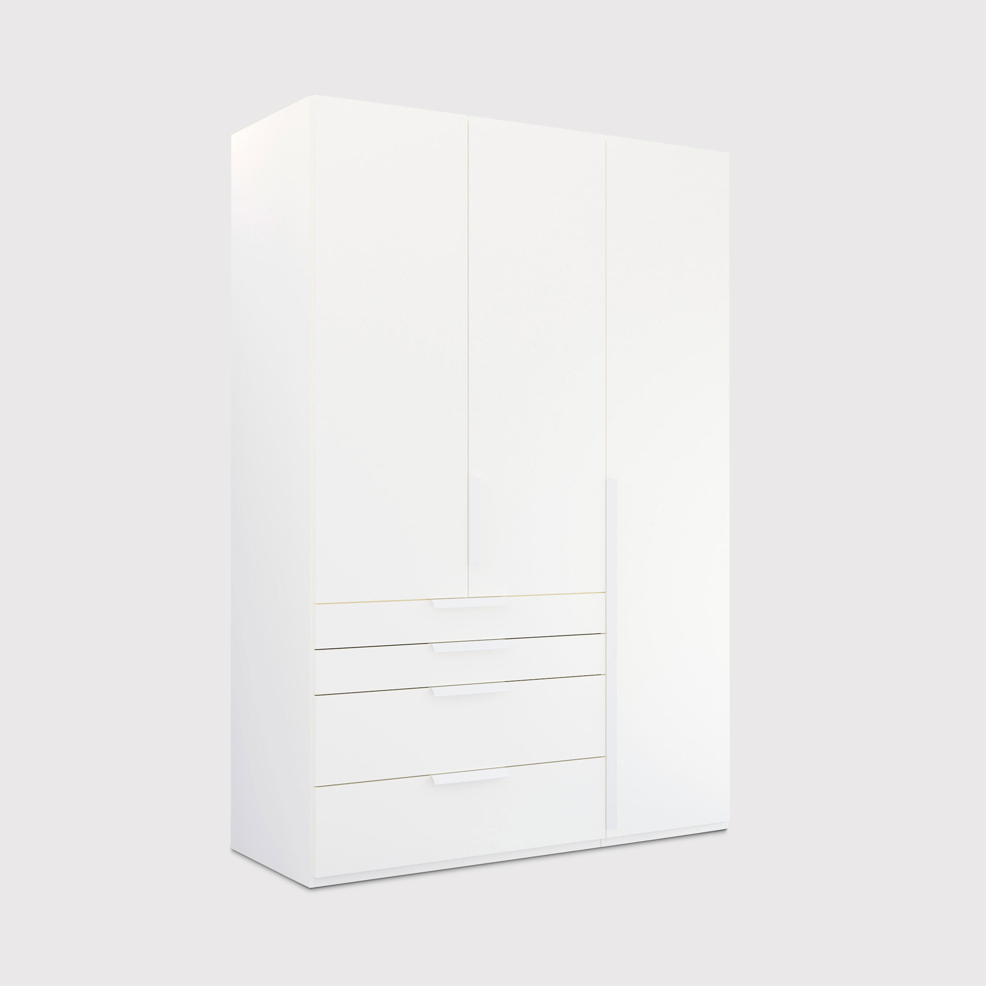 Frans 3 Door 4 Drawer Wardrobe 151cm, White | Barker & Stonehouse