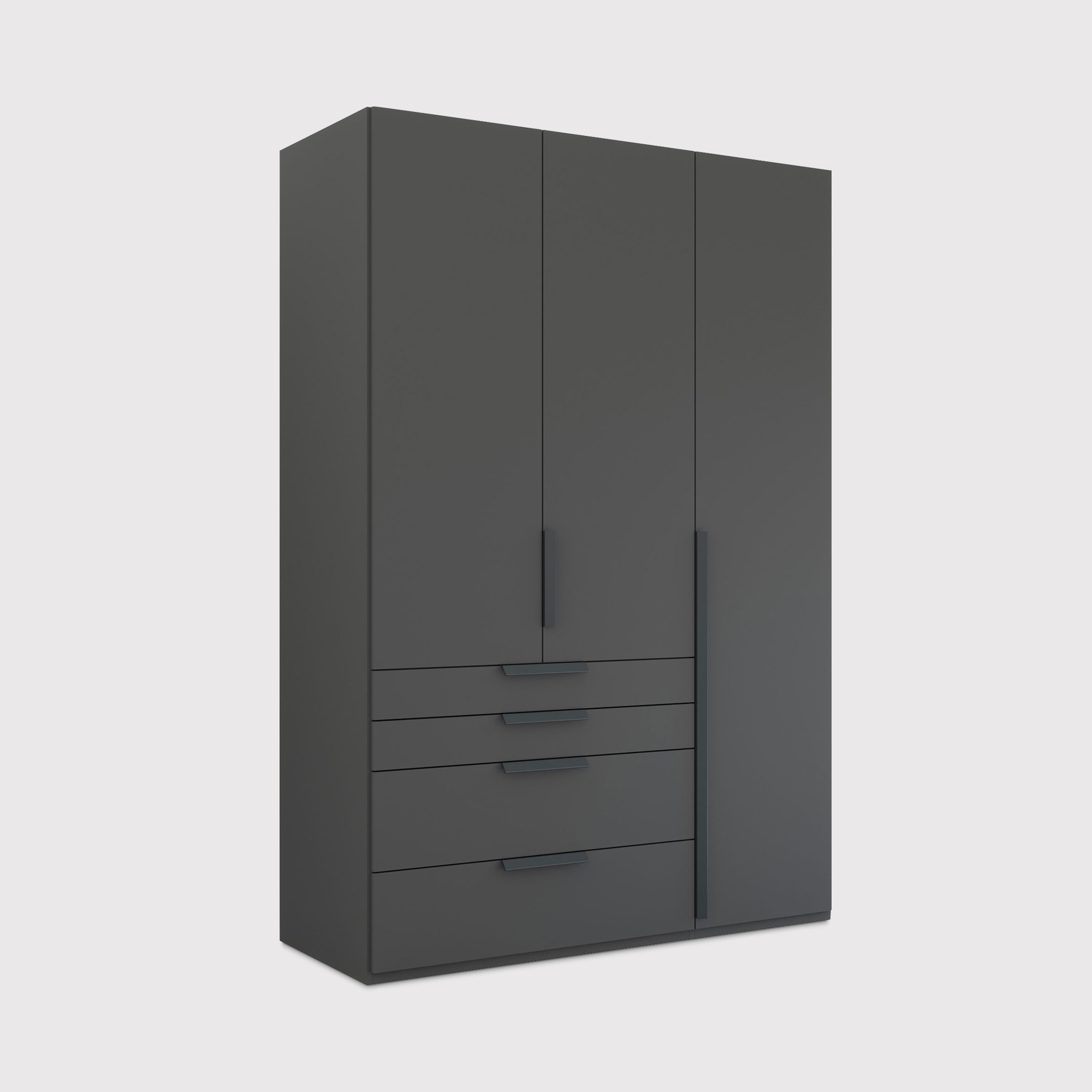 Frans 3 Door 4 Drawer Wardrobe 151cm, Black | Barker & Stonehouse