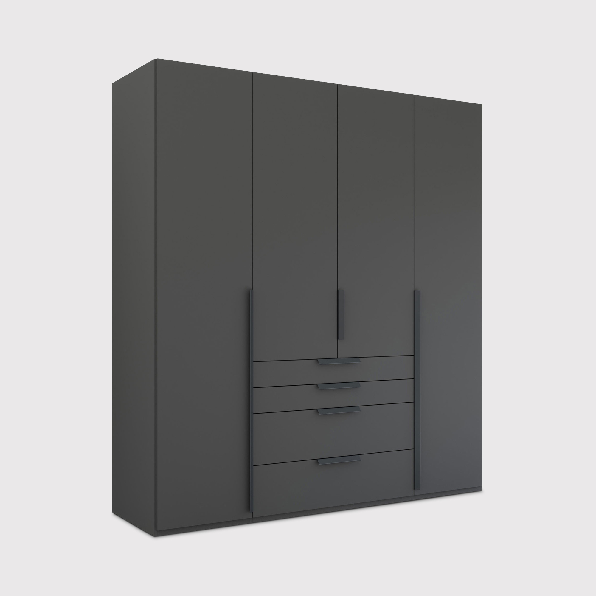 Frans 4 Door 4 Drawer Wardrobe 201cm, Black | Barker & Stonehouse