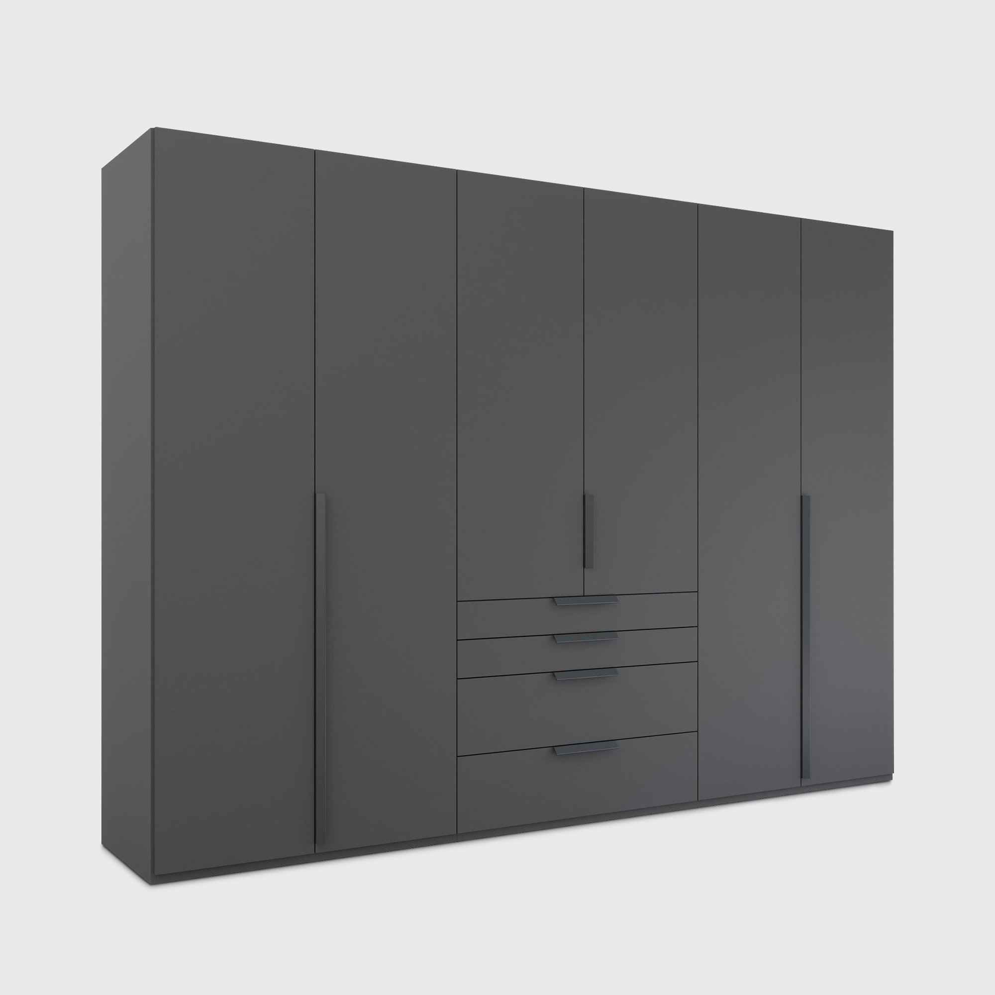 Frans 6 Door 4 Drawer Wardrobe 301cm, Black | Barker & Stonehouse