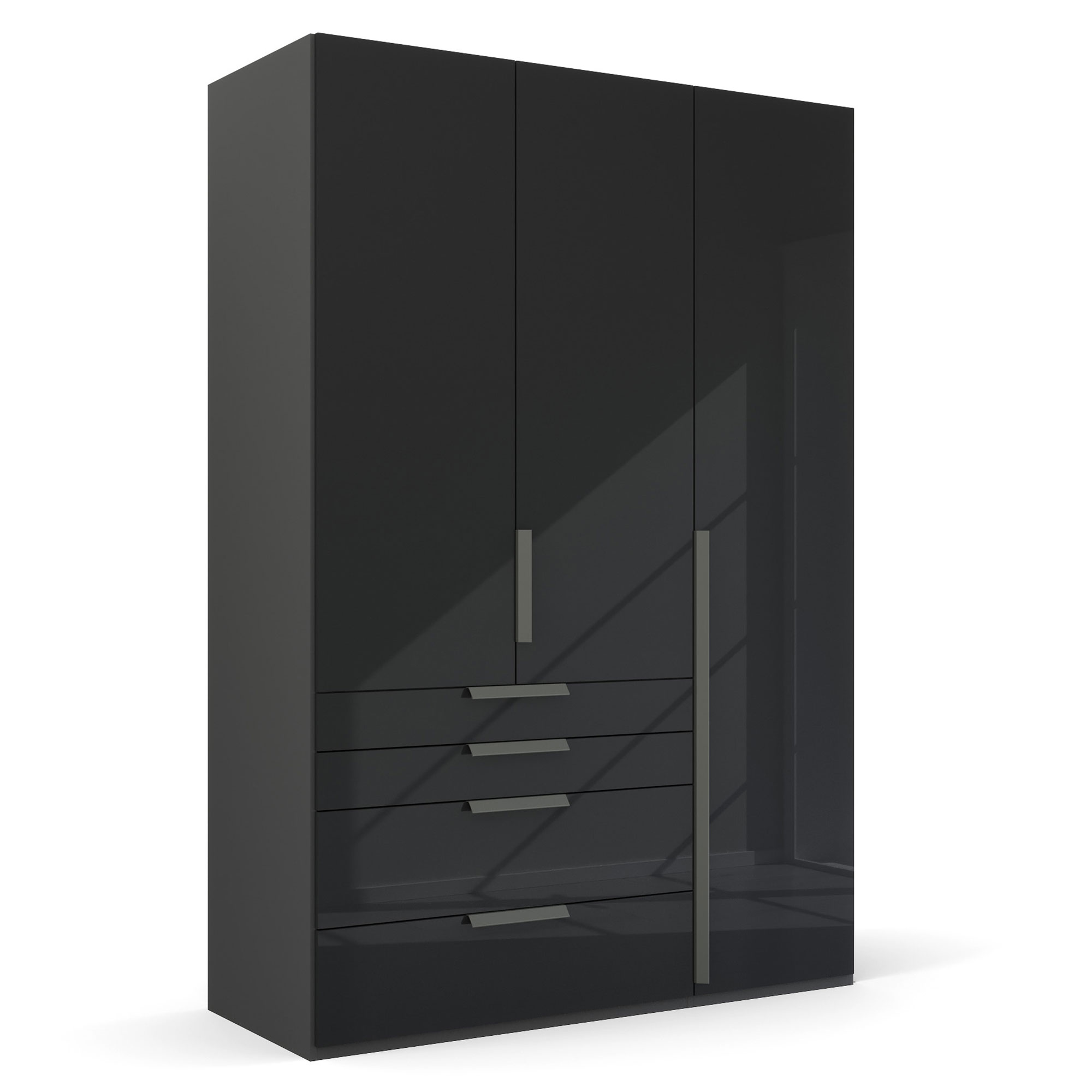 Frans 3 Door 4 Drawer Wardrobe 151cm, Black | Barker & Stonehouse