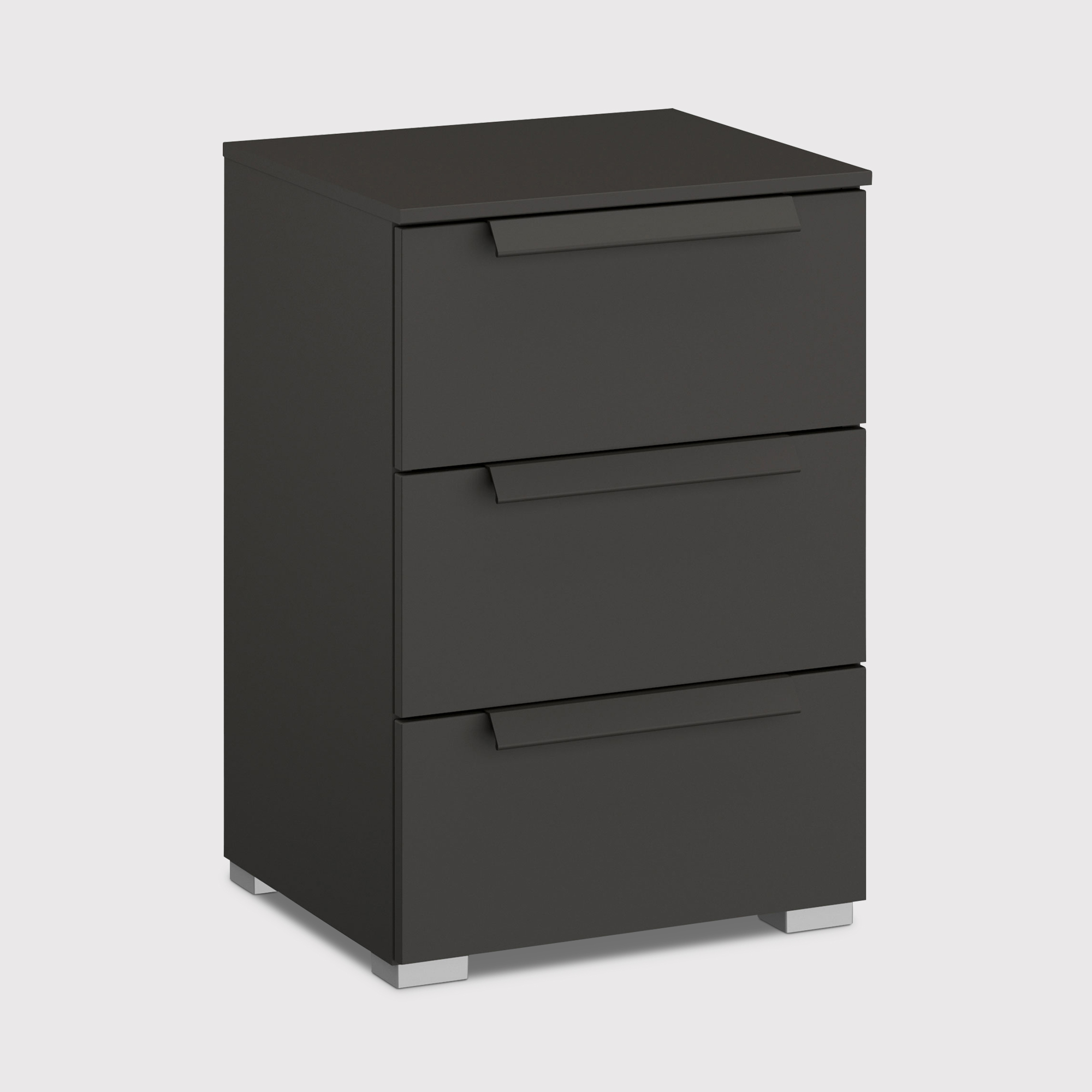 Frans 3 Drawer Bedside Table, Black | Barker & Stonehouse