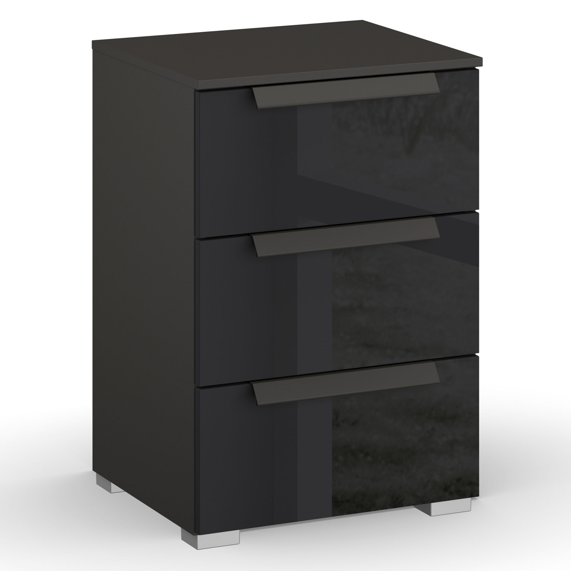 Frans 3 Drawer Bedside Table, Black | Barker & Stonehouse