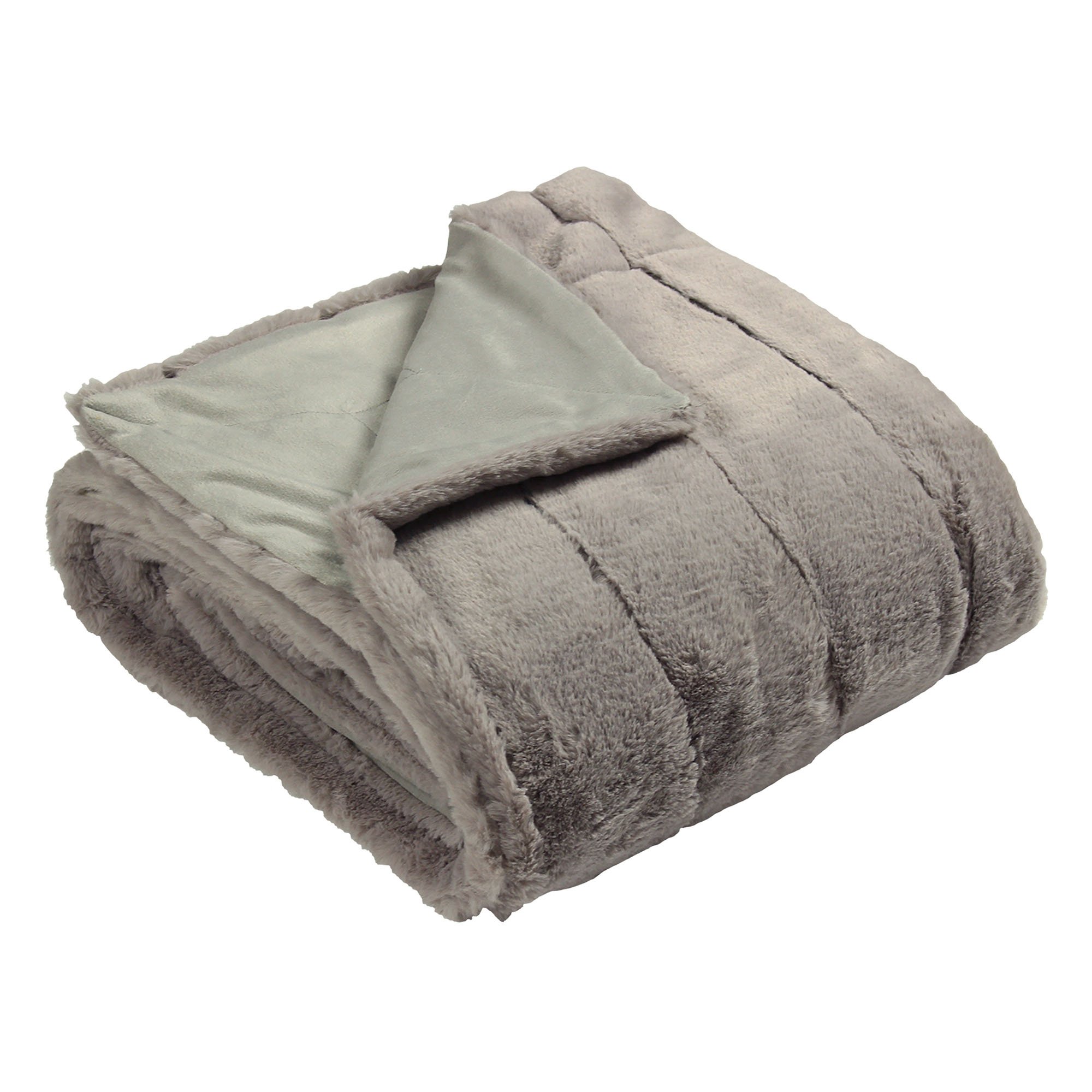 Grey Faux Fur Throw Blanket Polyester | Barker & Stonehouse