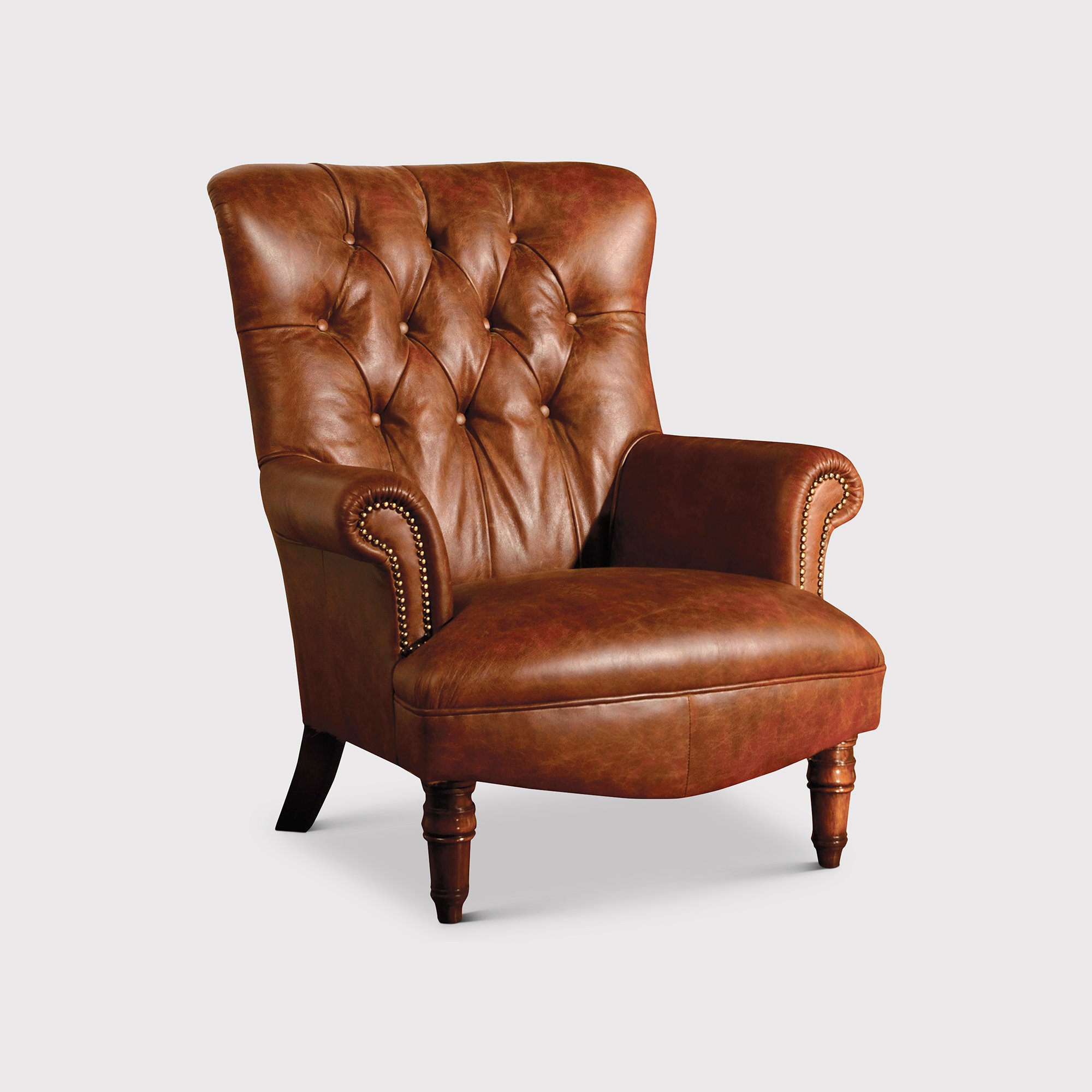 Tetrad Harris Tweed Regent Armchair, Brown Leather | Barker & Stonehouse