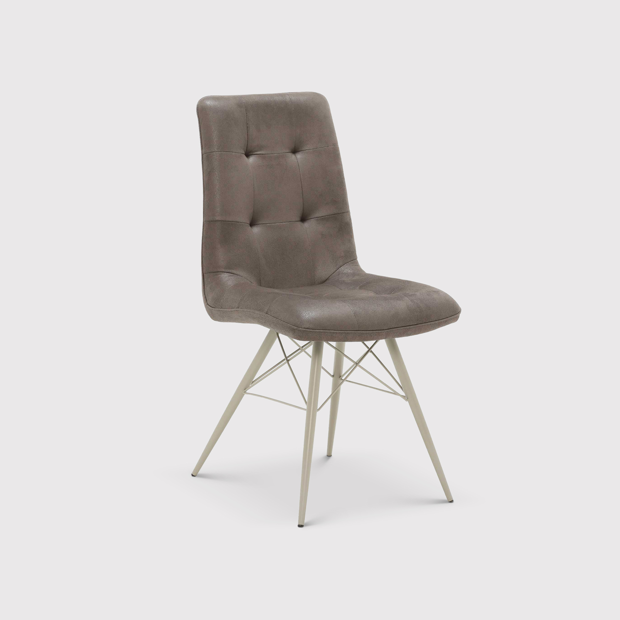 Hix Grey Faux Leather Tufted Dining Chair With Grey Legs Barker