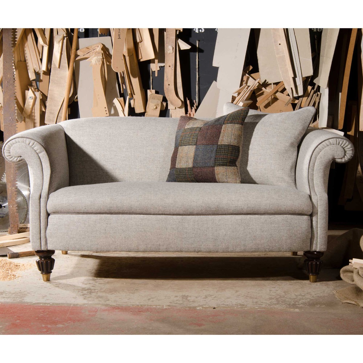 Tetrad Harris Tweed Bowmore Petit 1.5 Seater Sofa, Grey Fabric | Barker & Stonehouse