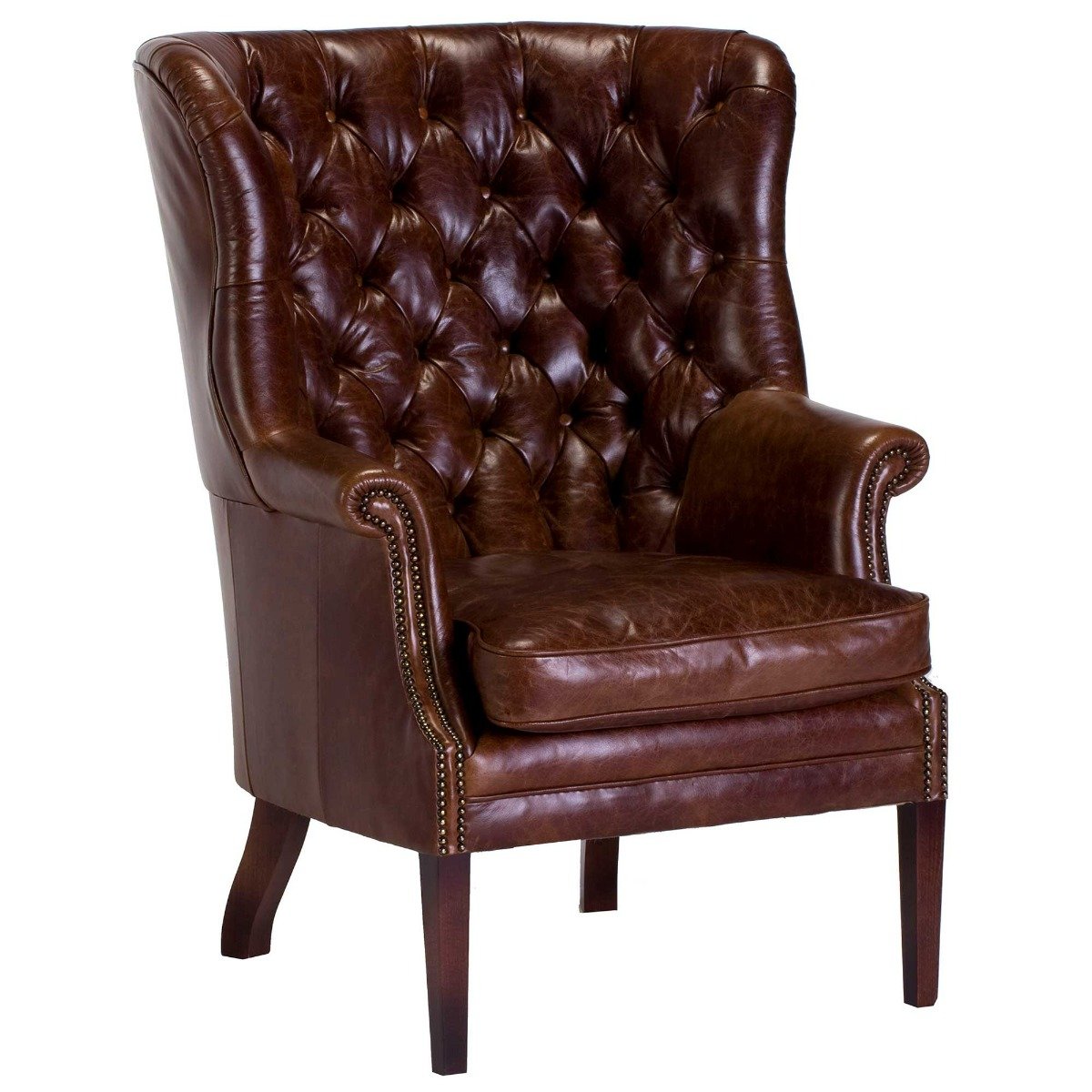 Tetrad Harris Tweed Mackenzie Wing Chair, Brown Fabric | Barker & Stonehouse