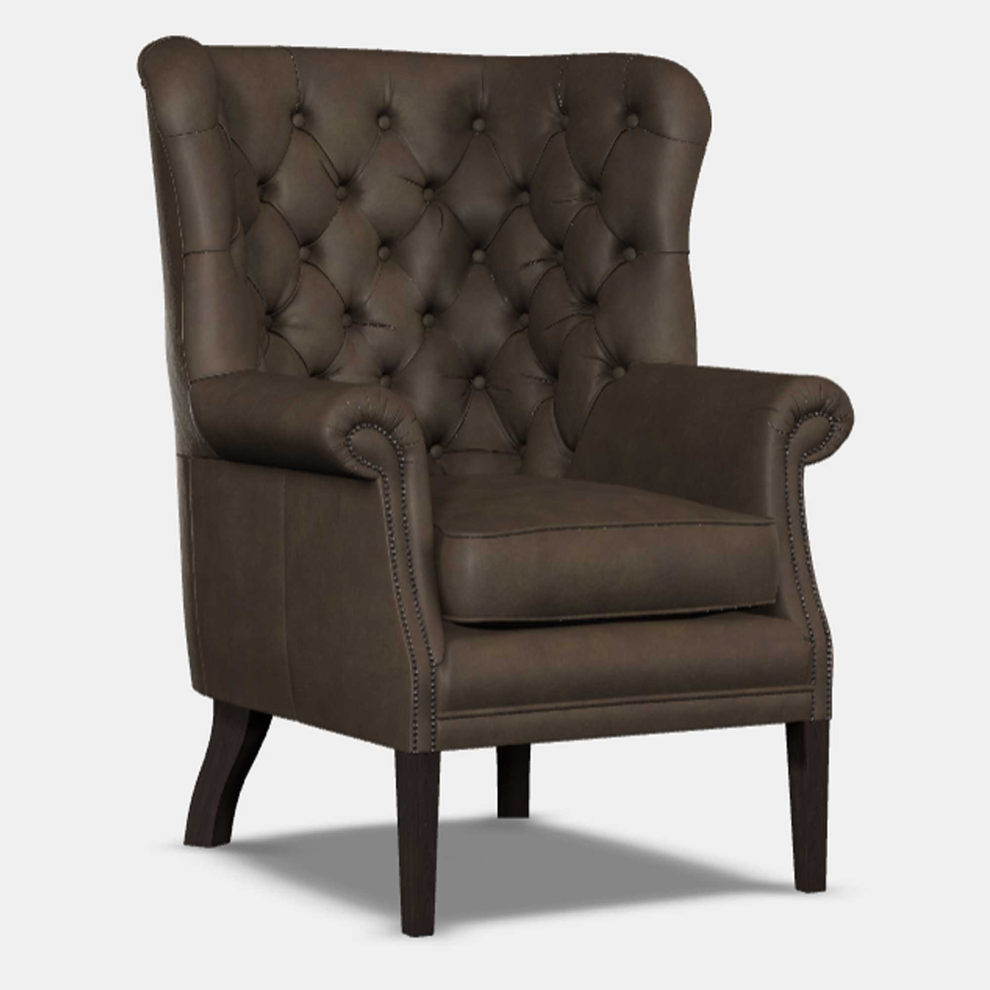 Tetrad Harris Tweed Mackenzie Wing Chair, Brown Fabric | Barker & Stonehouse